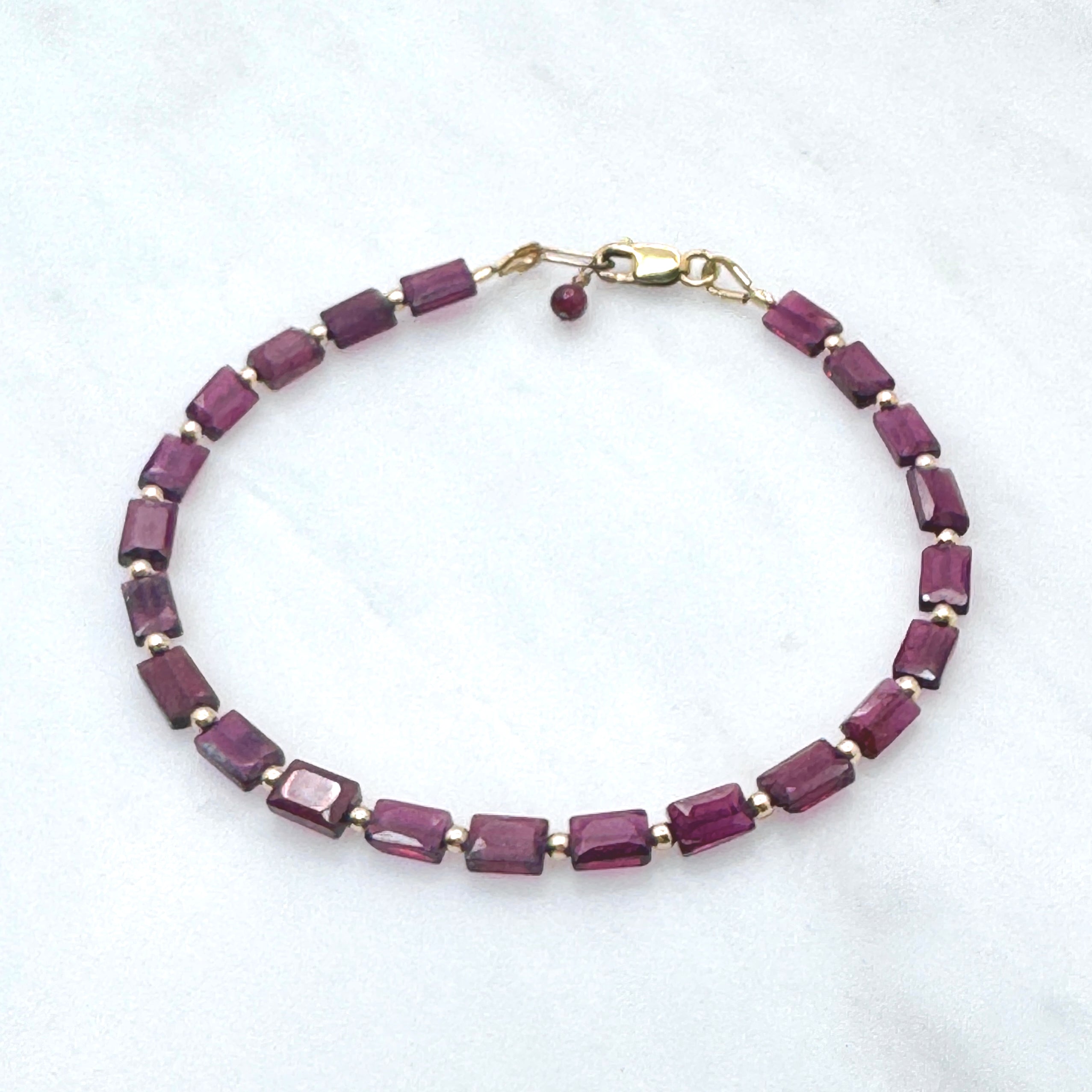 Faceted Garnet Gold-Filled Bracelet