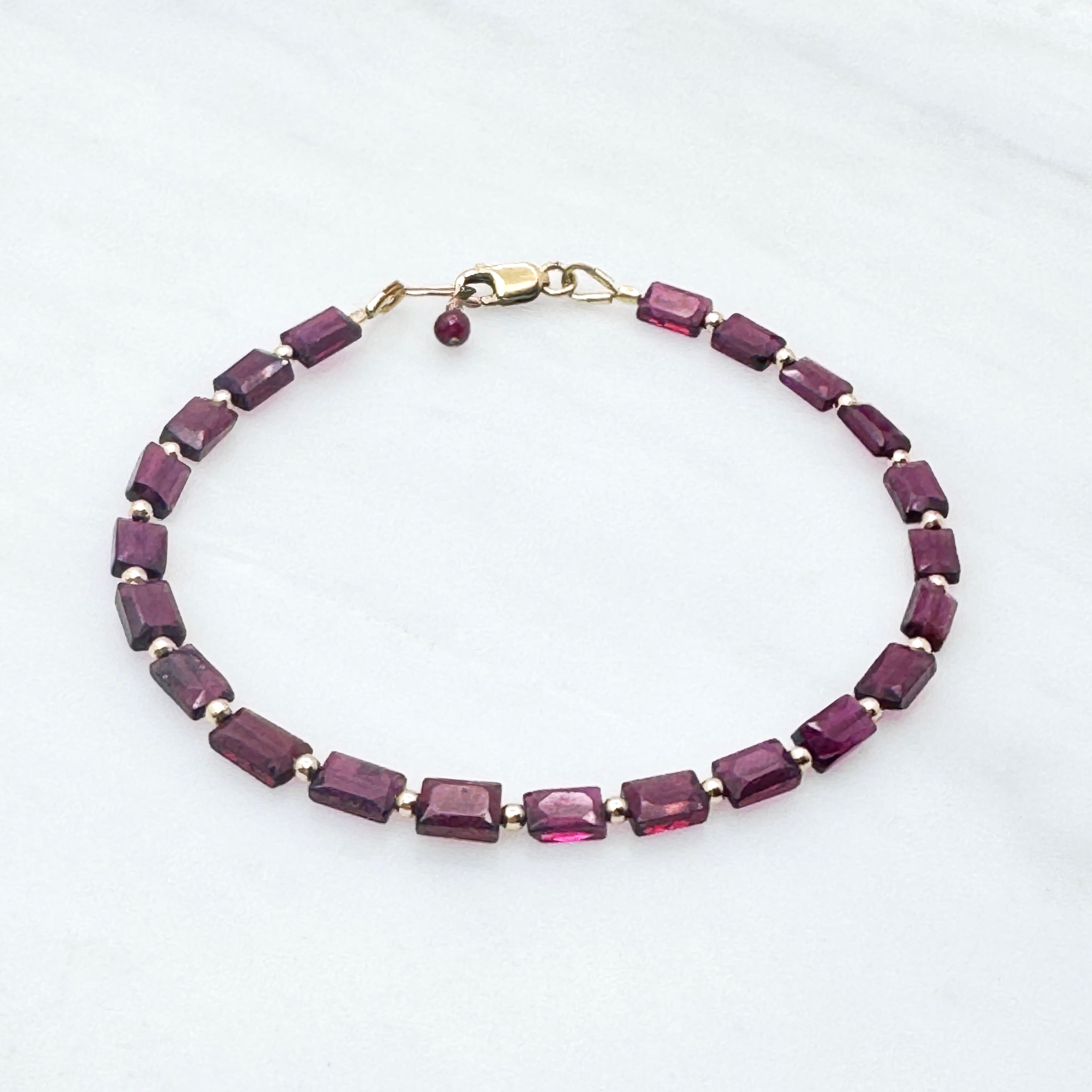Faceted Garnet Gold-Filled Bracelet
