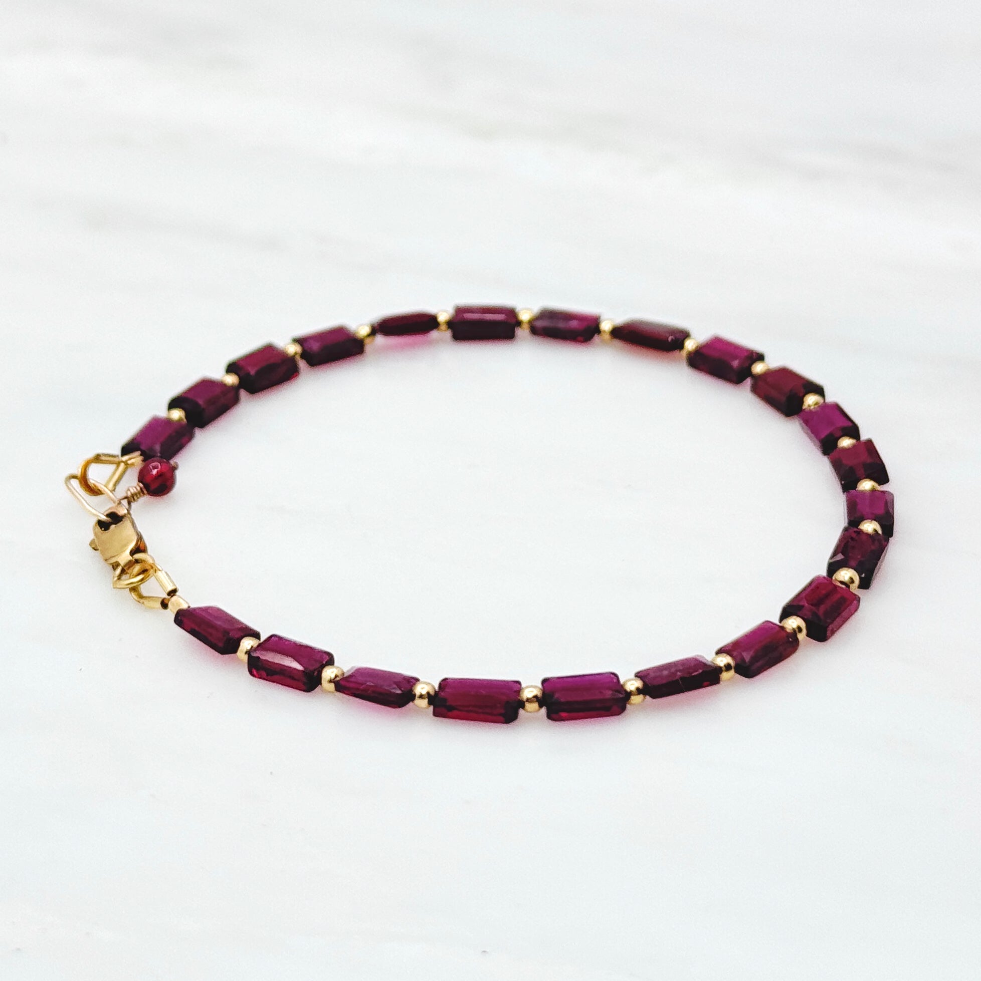 Faceted Garnet Gold-Filled Bracelet
