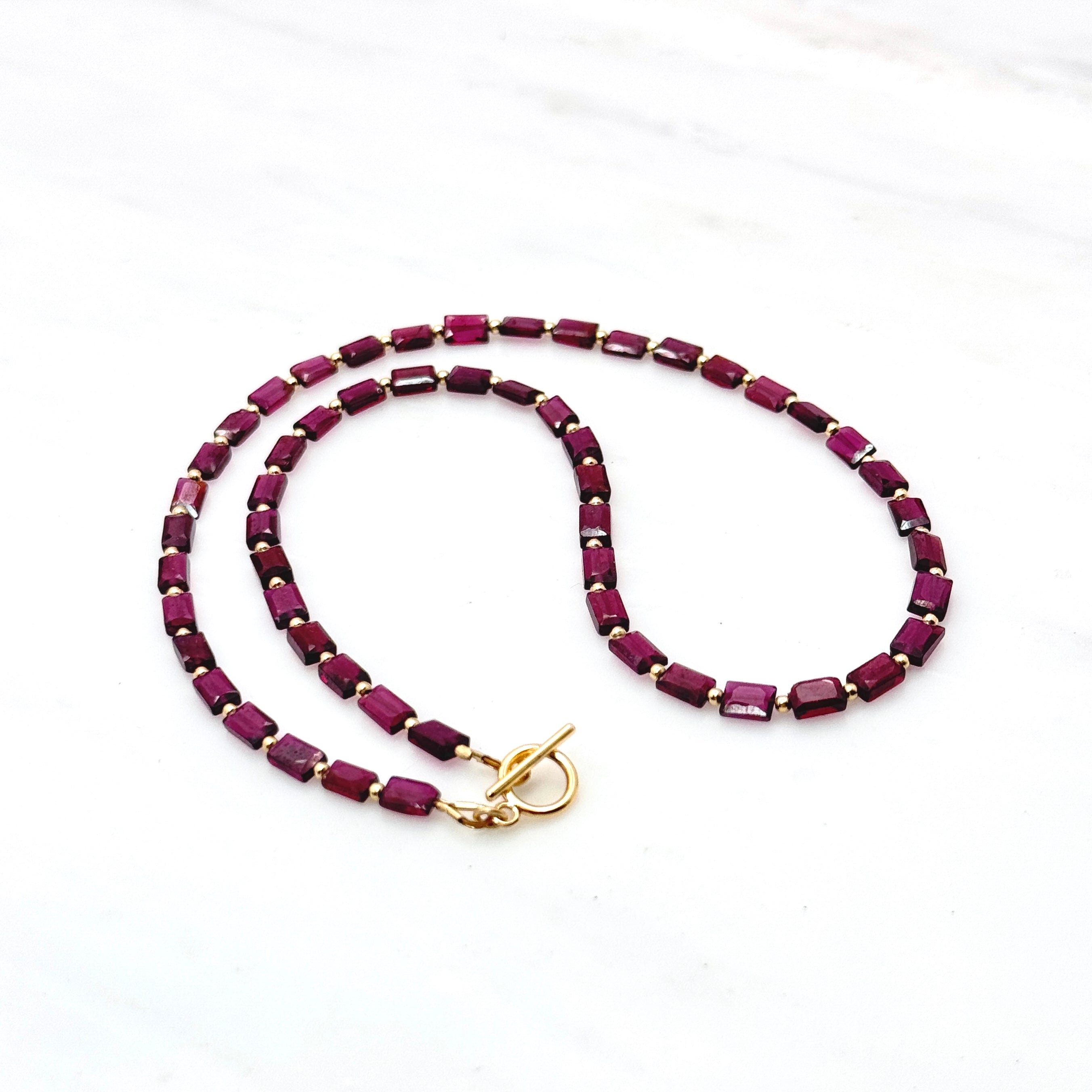 Faceted Garnet Gold-Filled Necklace
