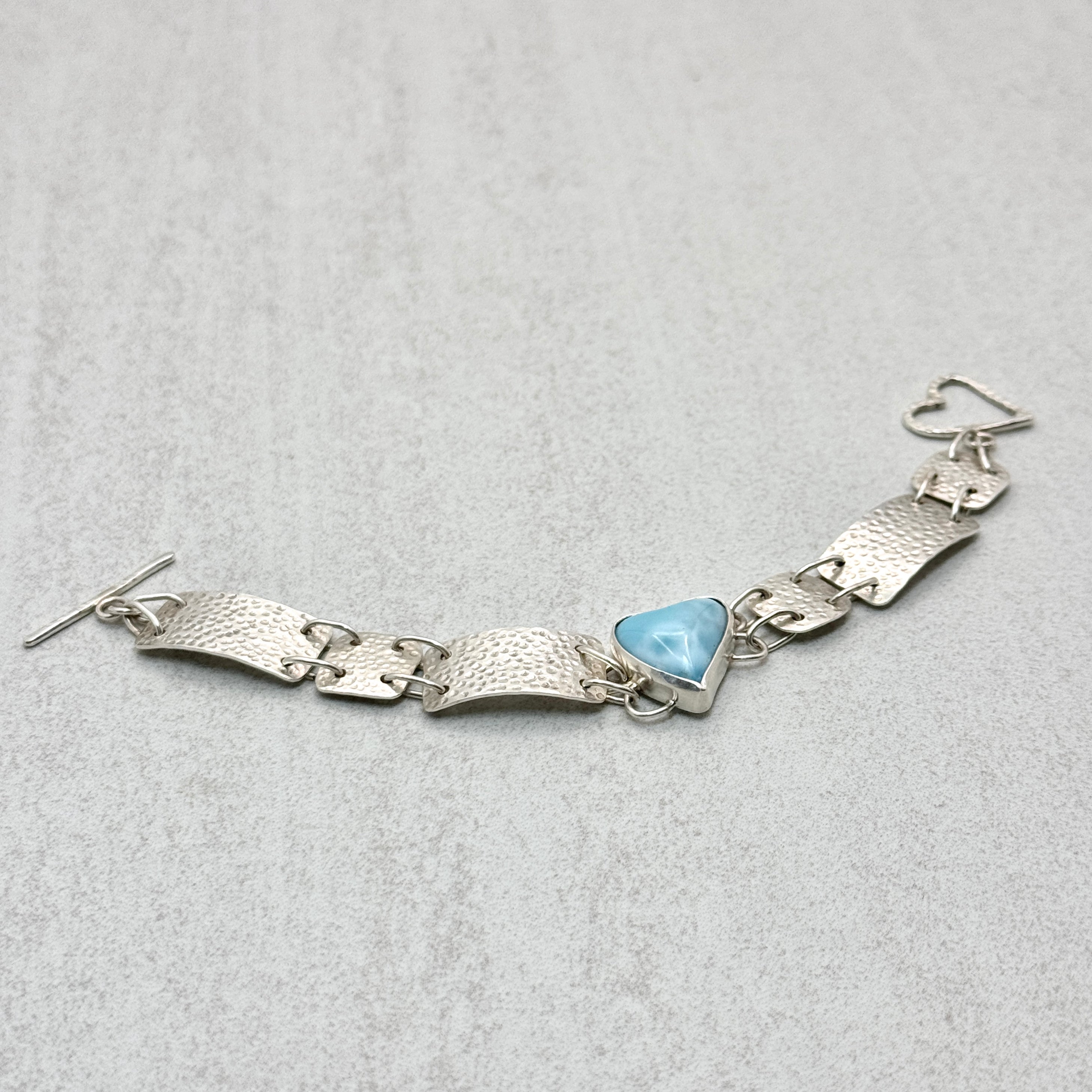 Larimar Heart Sterling Silver Bracelet