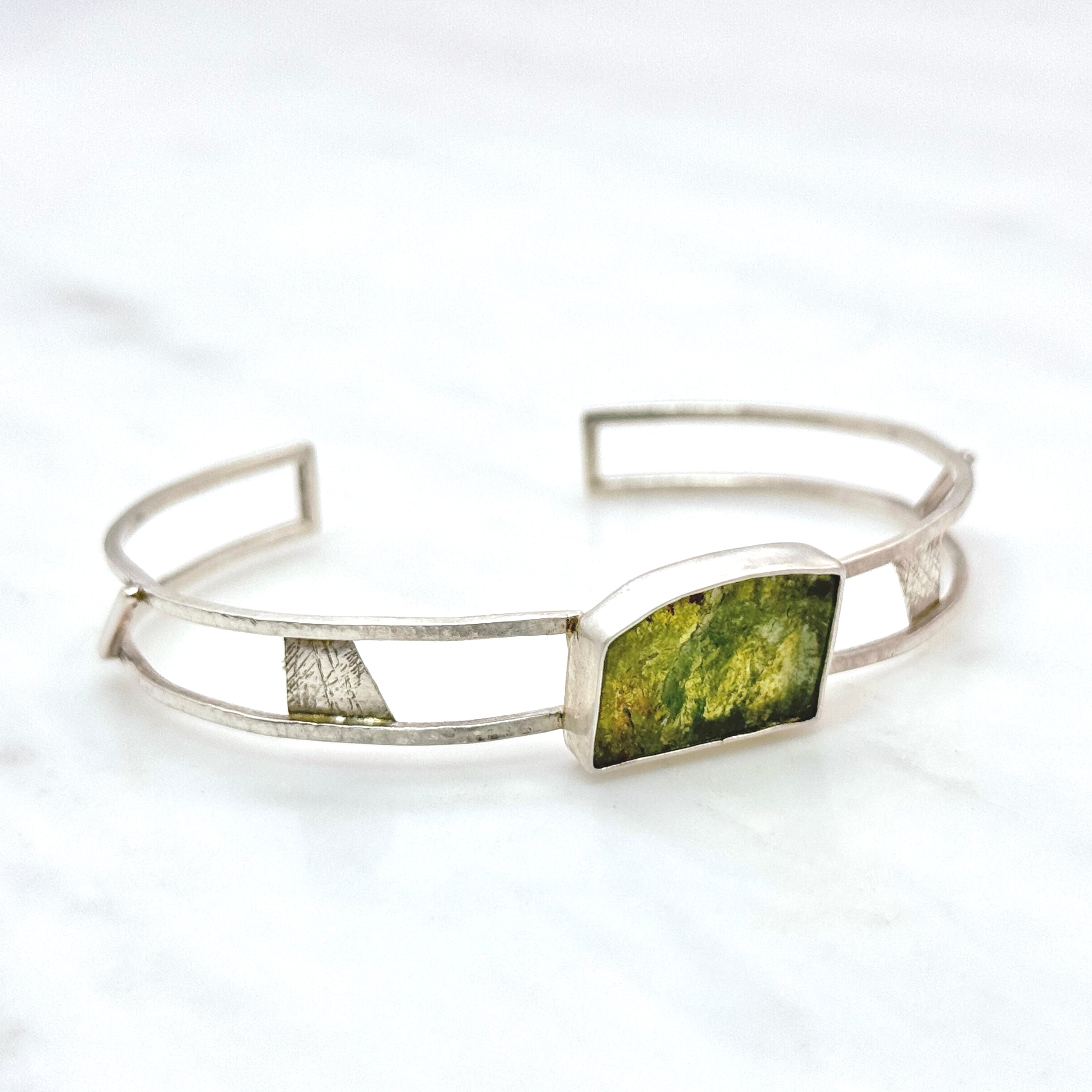 Green Tourmaline Sterling Silver Cuff