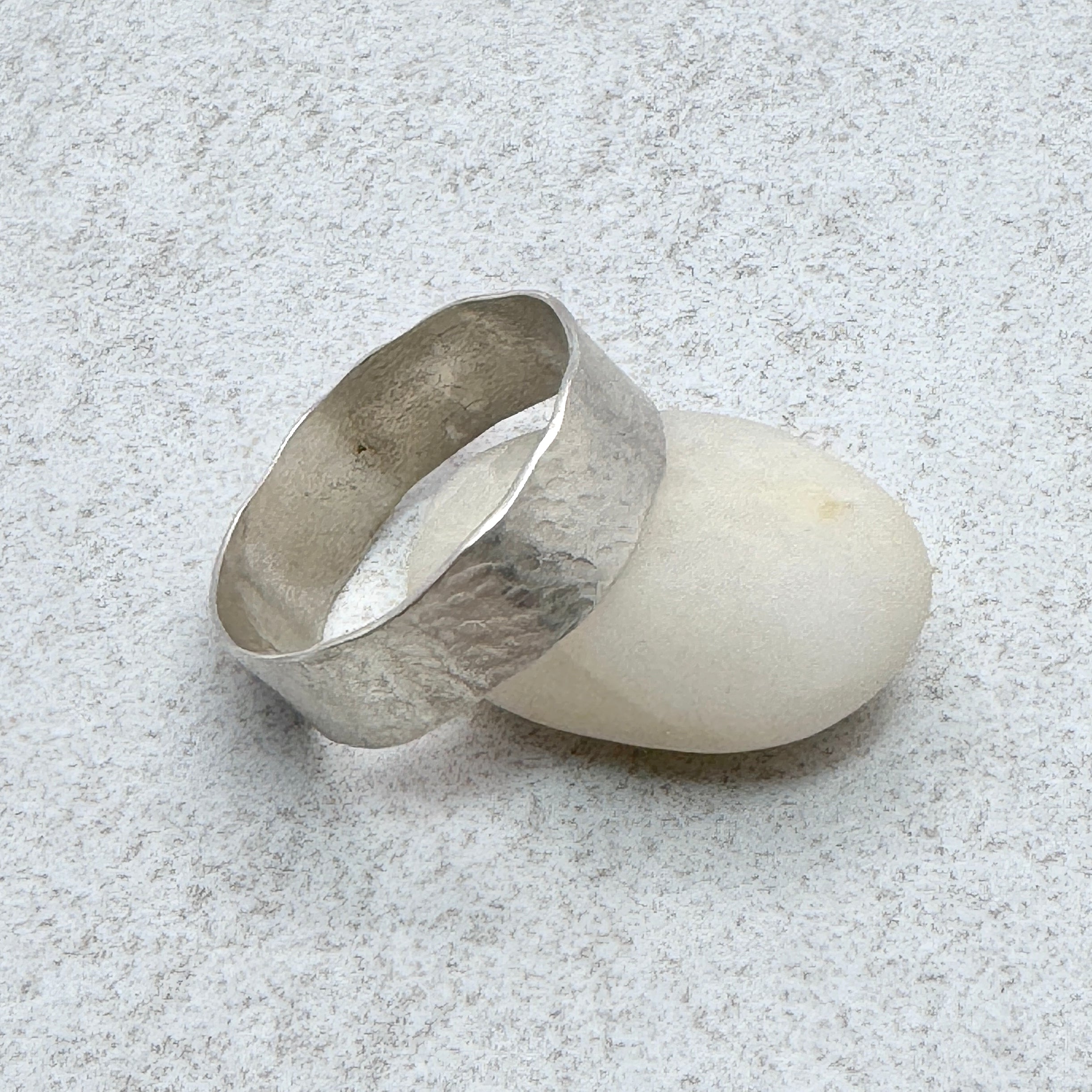 Textured Sterling Silver Floral Band Ring
