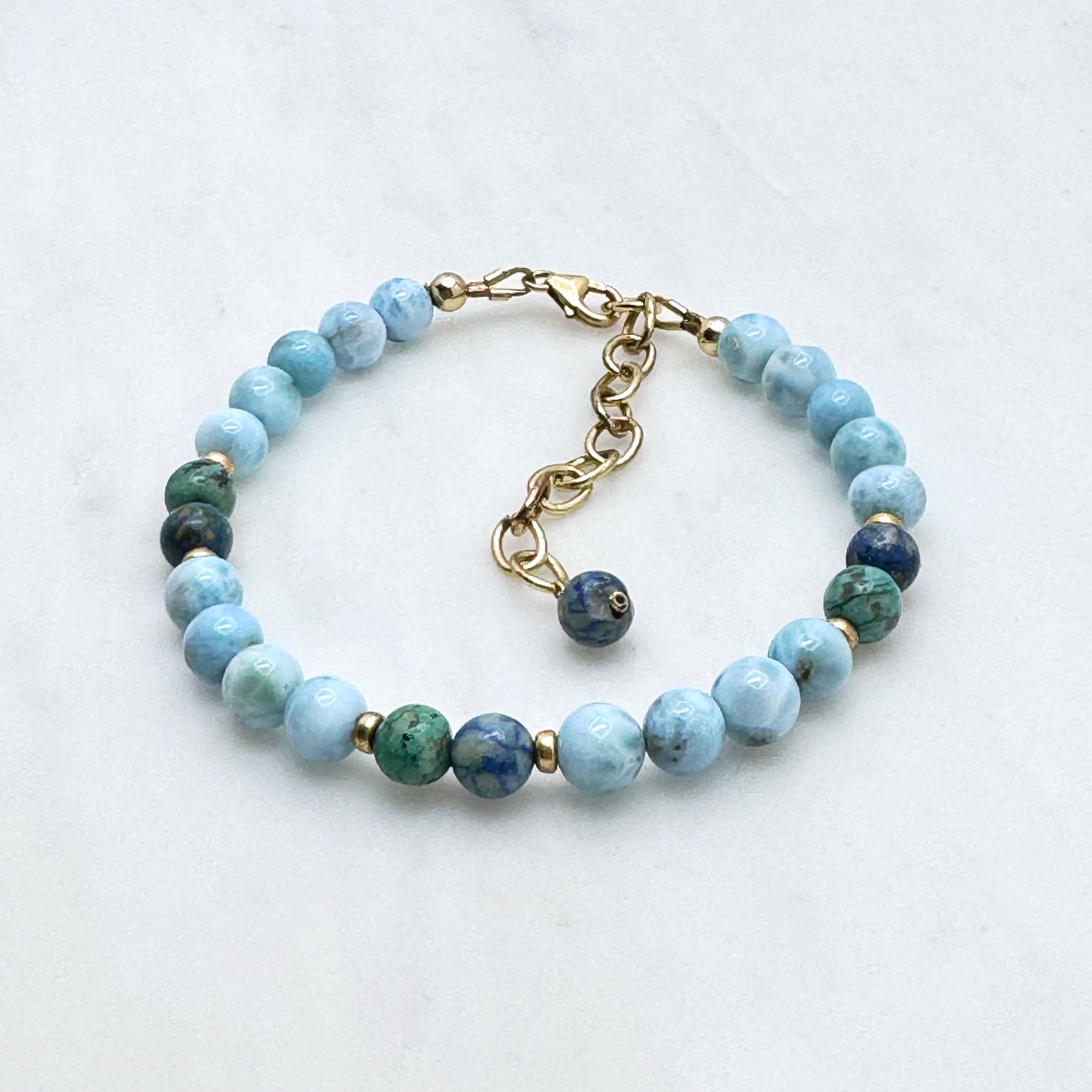 Larimar & Chrysocolla Gold-Filled Bracelet