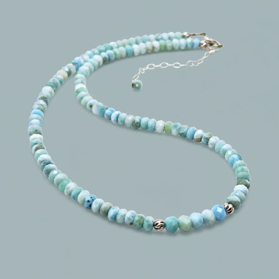 Faceted Larimar & Sterling Silver Necklace