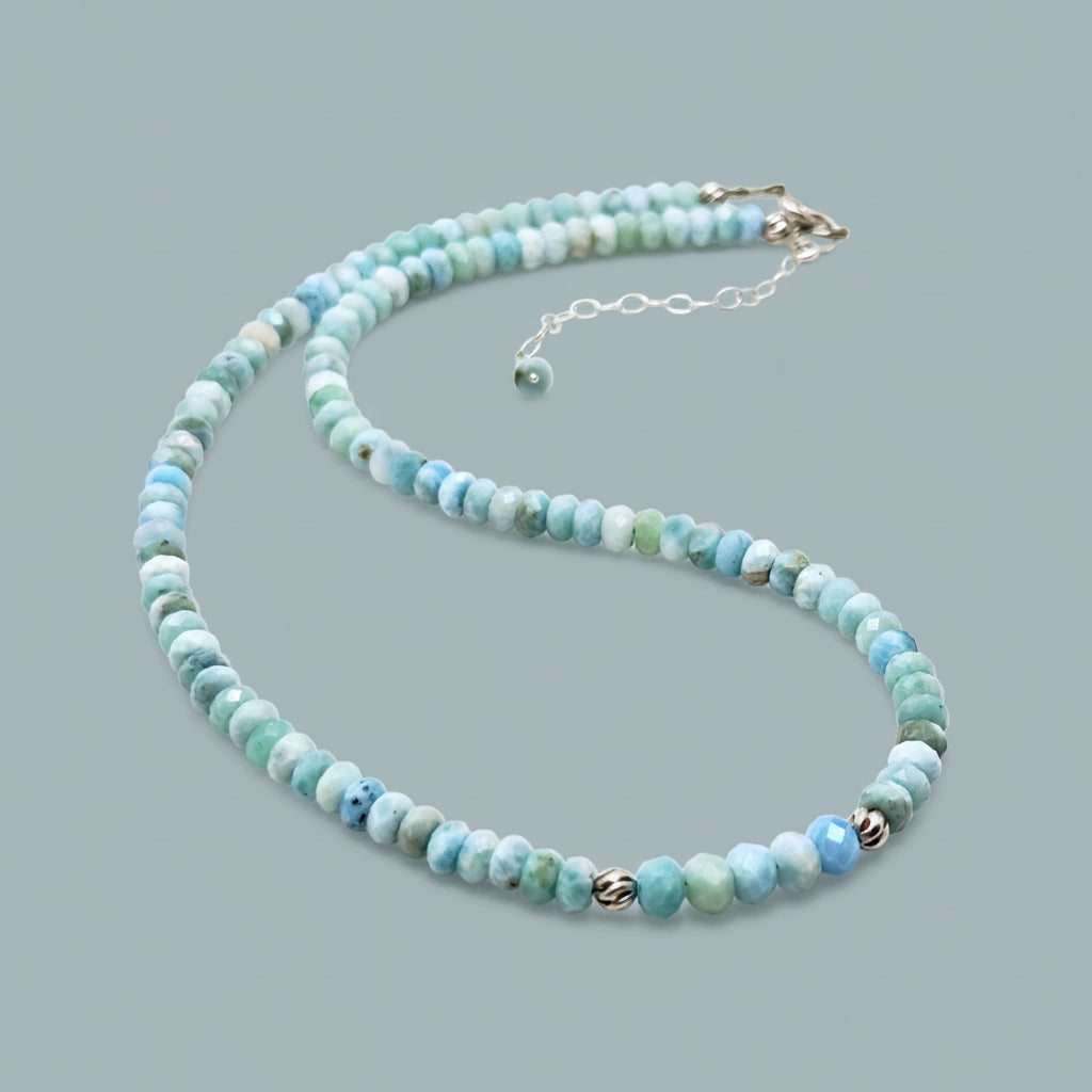 Faceted Larimar & Sterling Silver Necklace