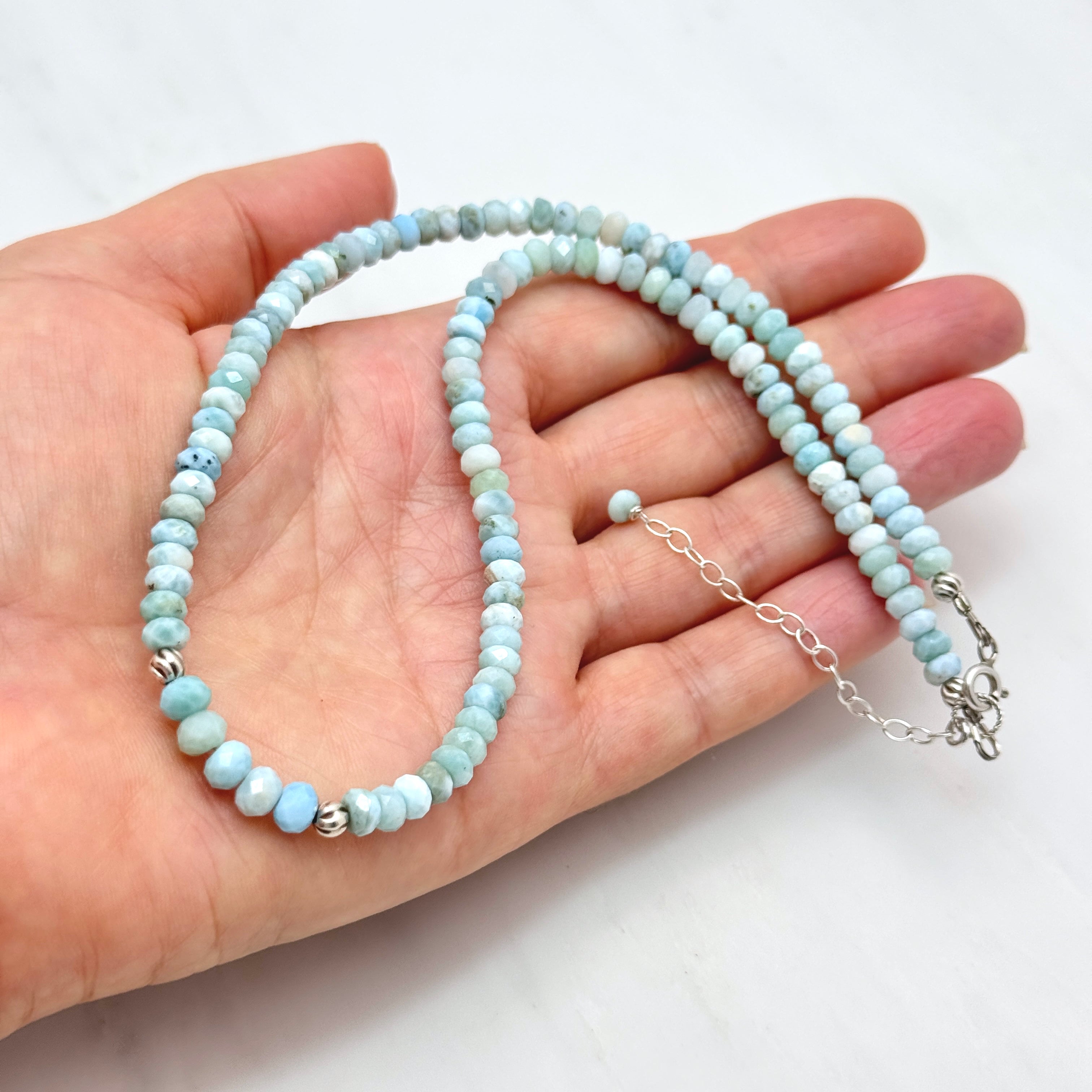 Faceted Larimar & Sterling Silver Necklace