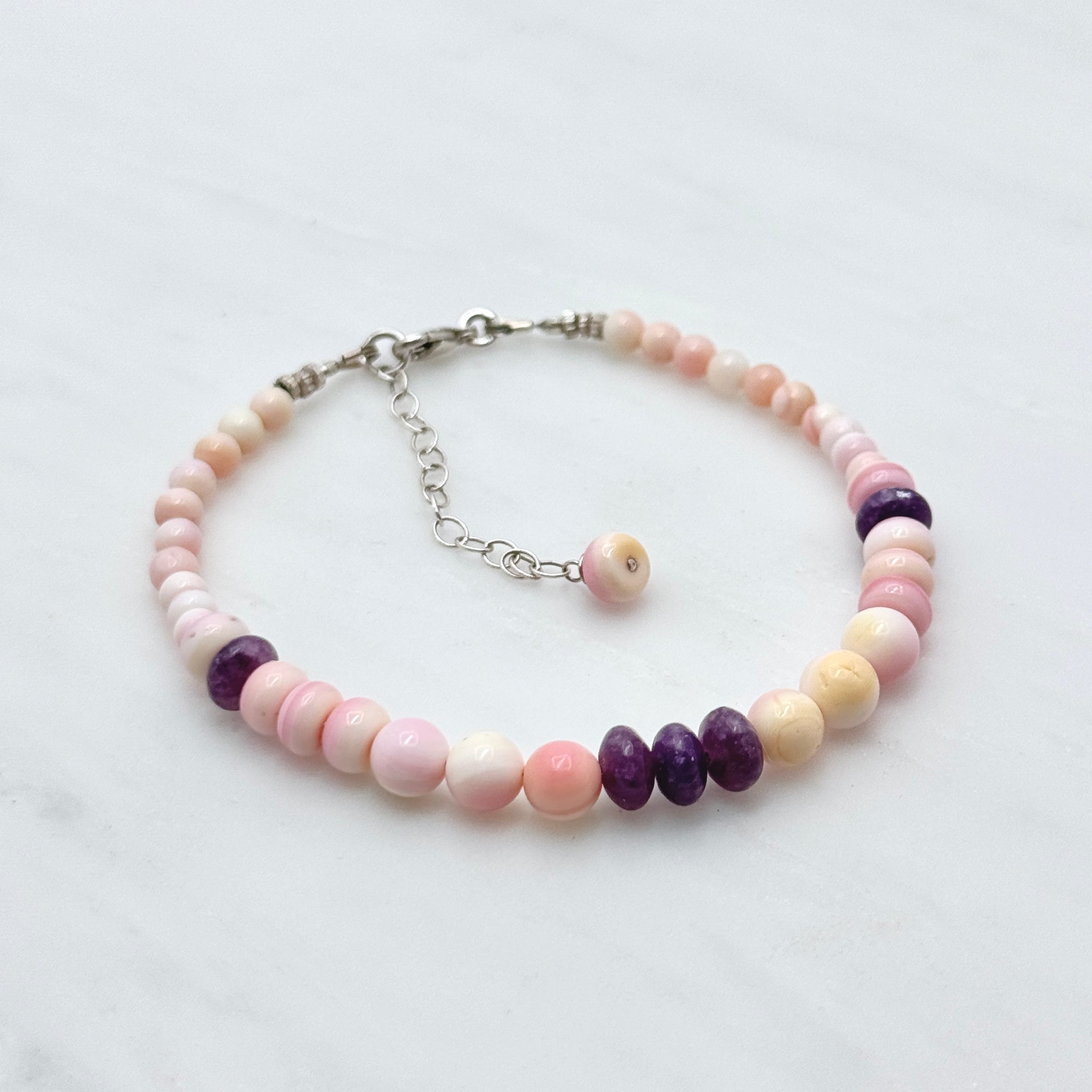 Pink Conch Shell & Lepidolite Bracelet