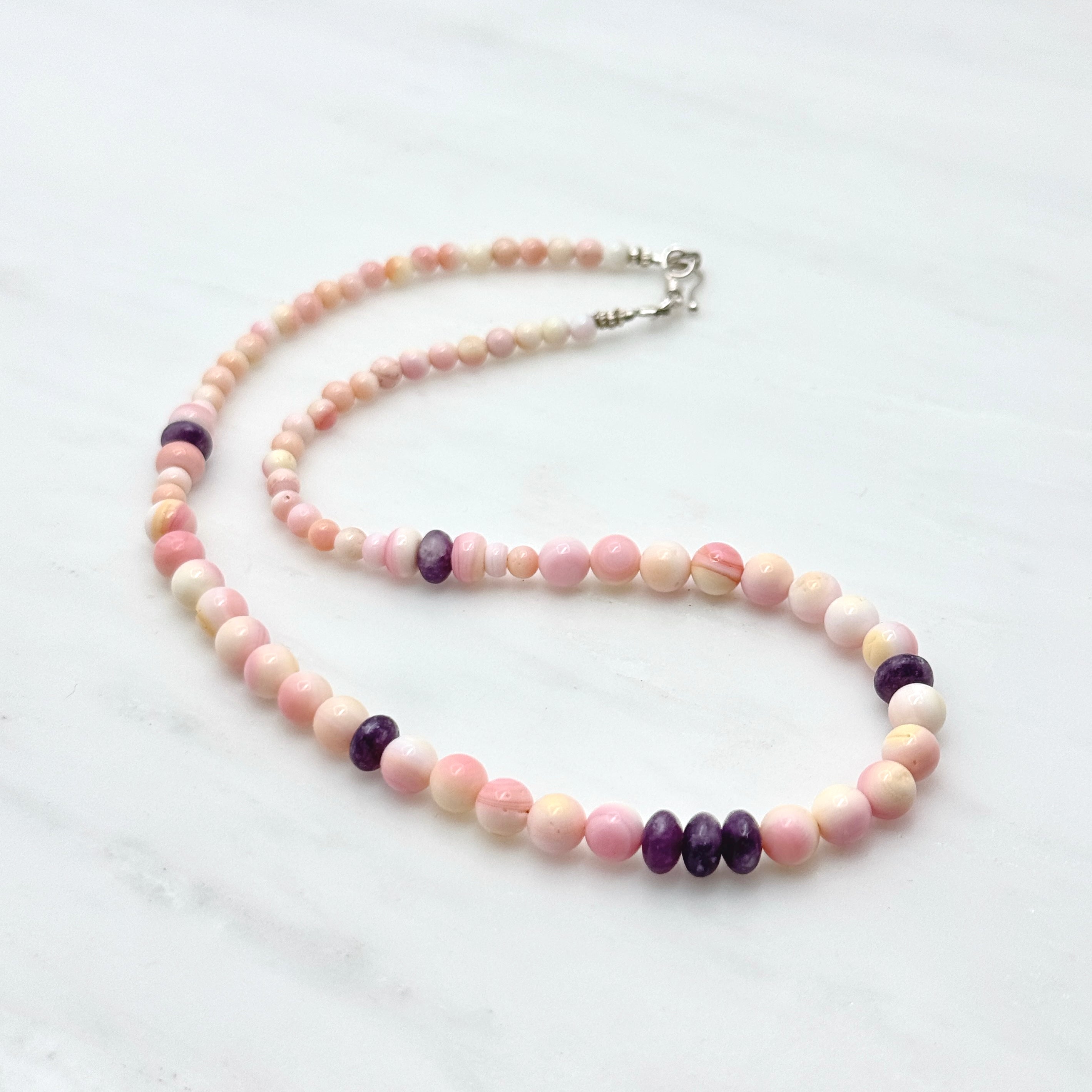 Pink Conch Shell & Lepidolite Necklace