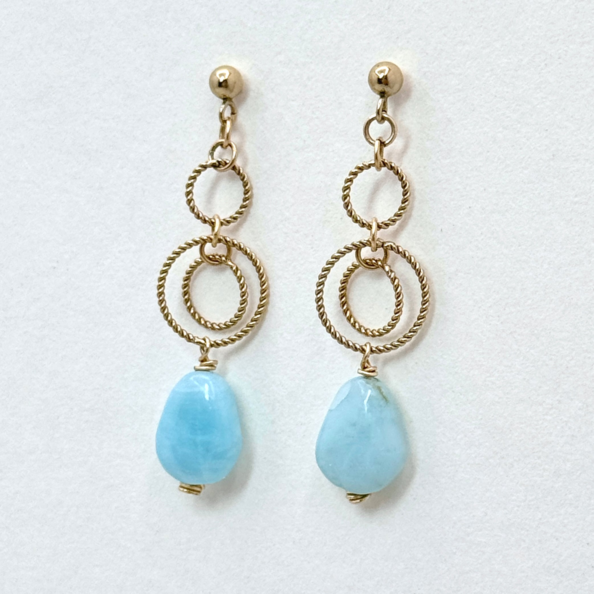 Larimar Gold-Filled Twisted Ring Earrings