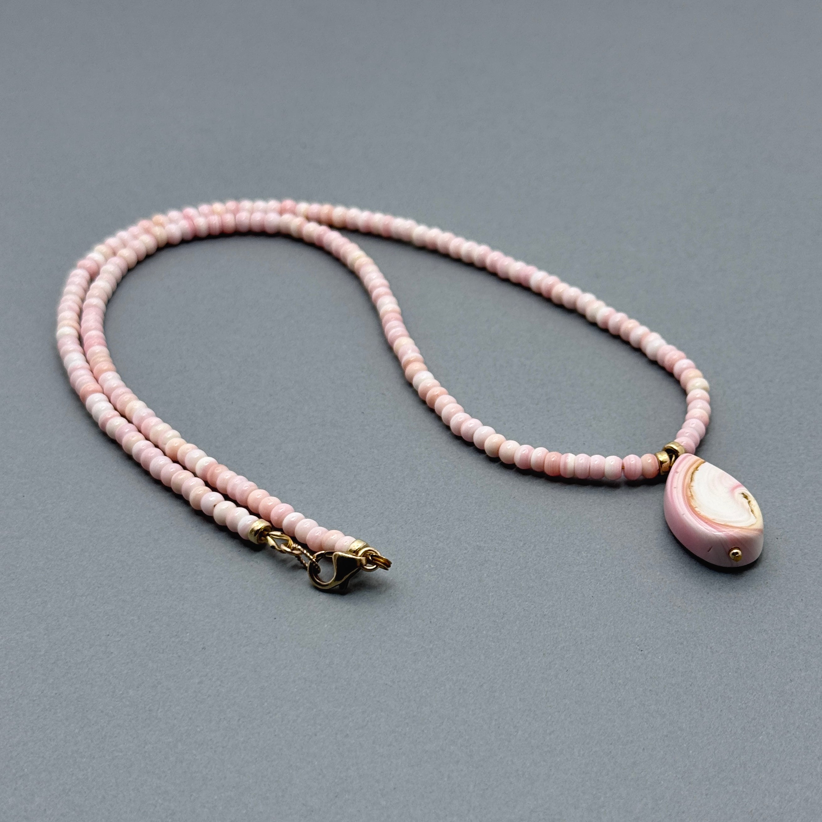 Pink Conch Gold-Filled Teardrop Necklace