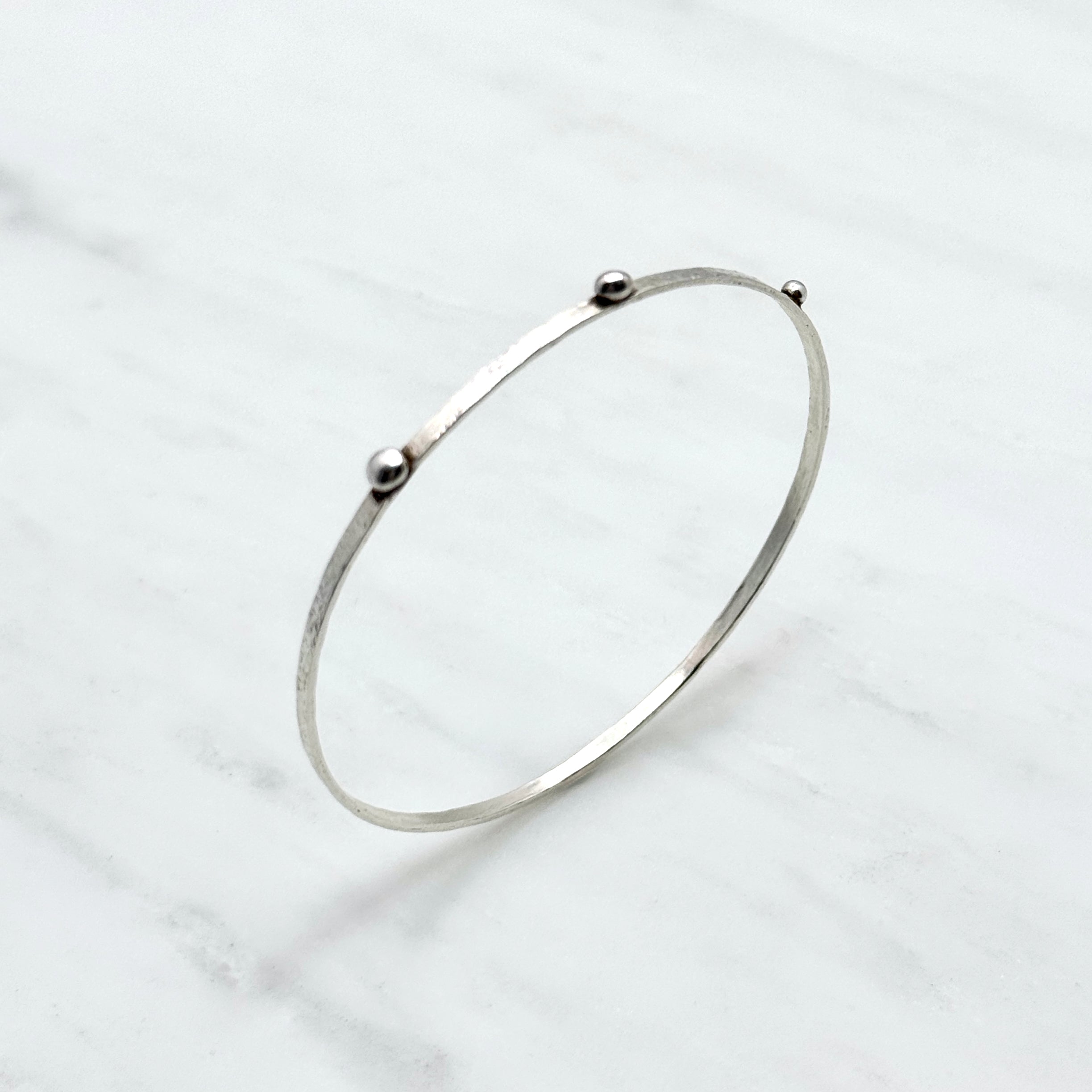 Hammered Sterling Silver Dot Bangle Bracelet