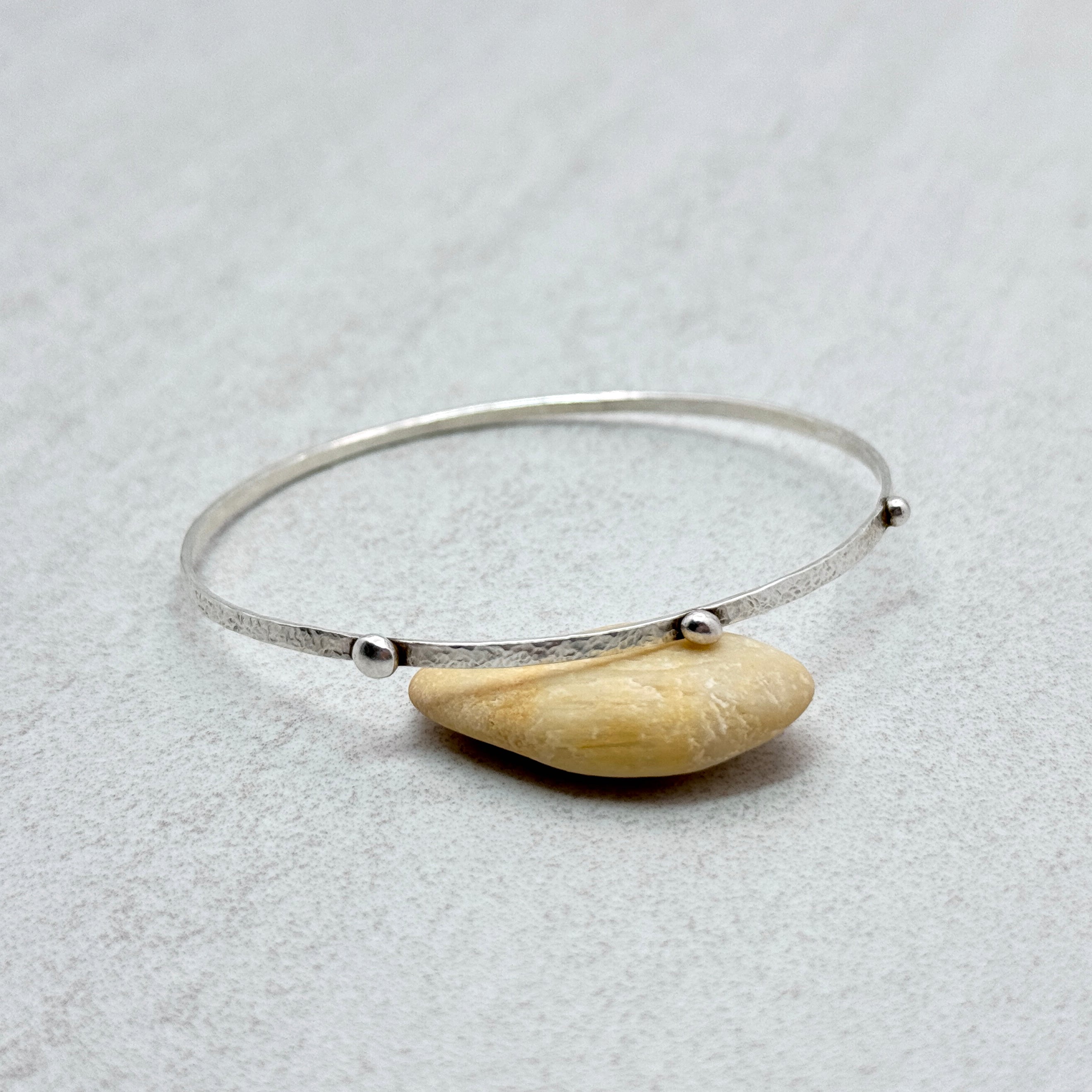 Hammered Sterling Silver Dot Bangle Bracelet
