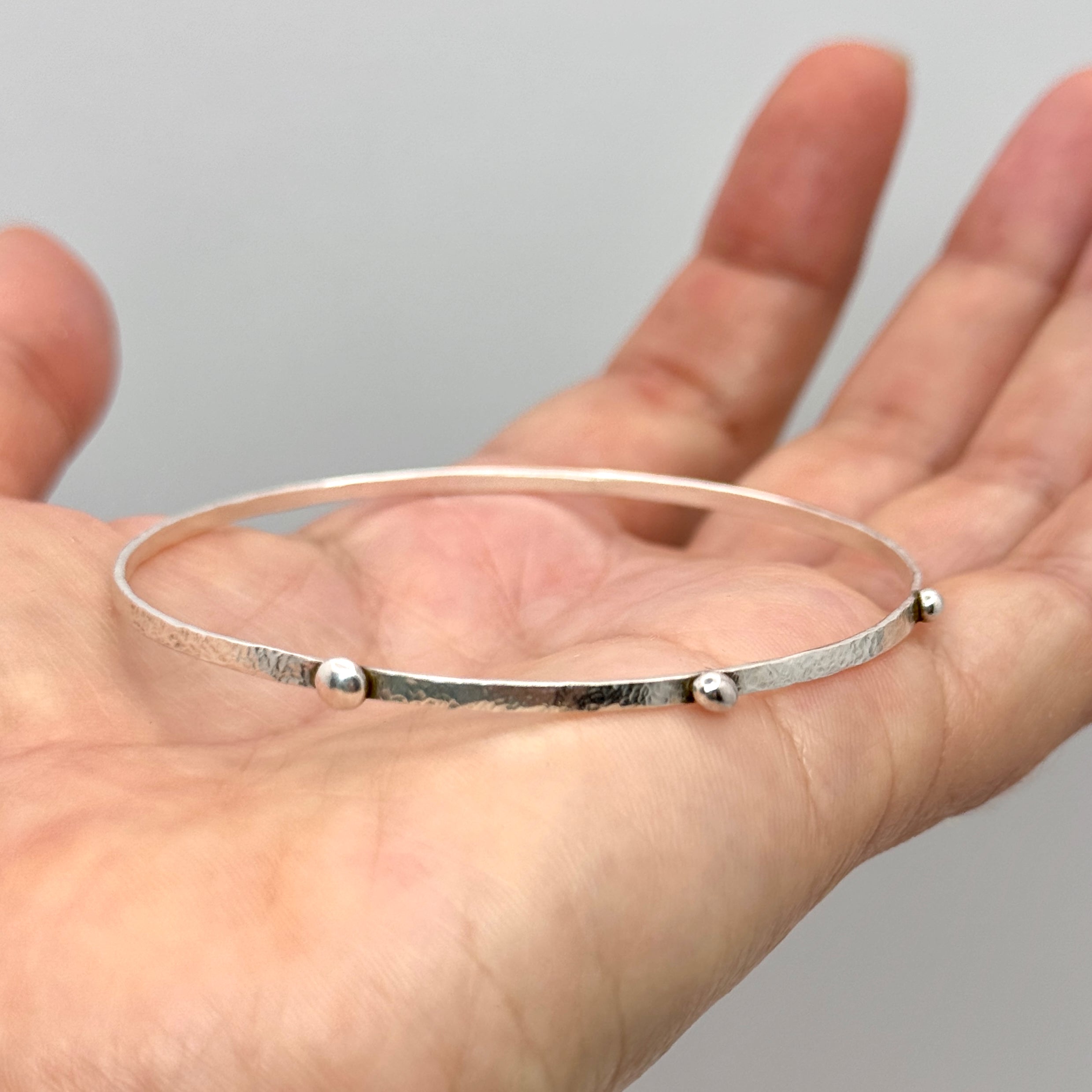 Hammered Sterling Silver Dot Bangle Bracelet