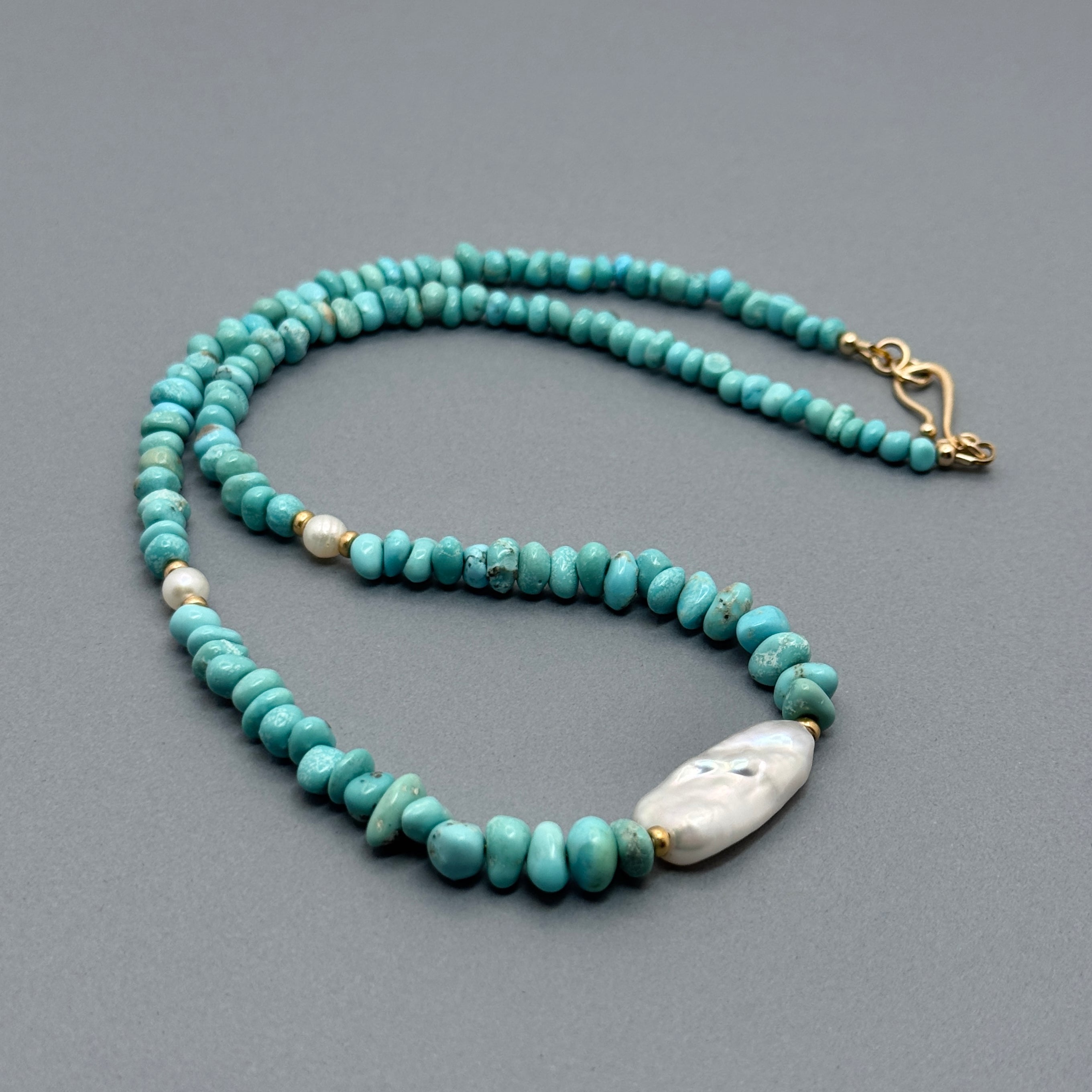 Turquoise & Baroque Pearl Vermeil Necklace