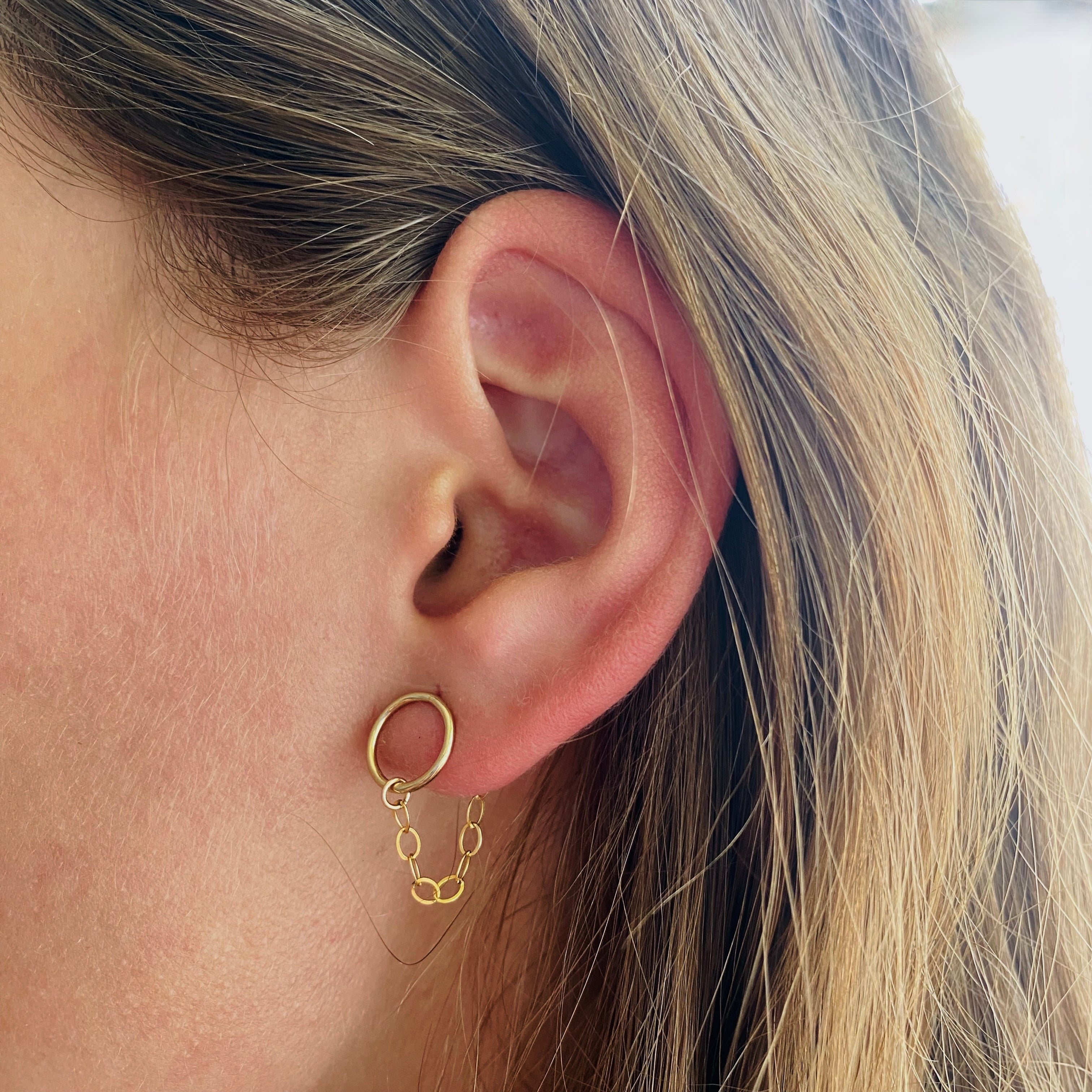 14K Gold-Filled Circle Chain Jacket Earrings