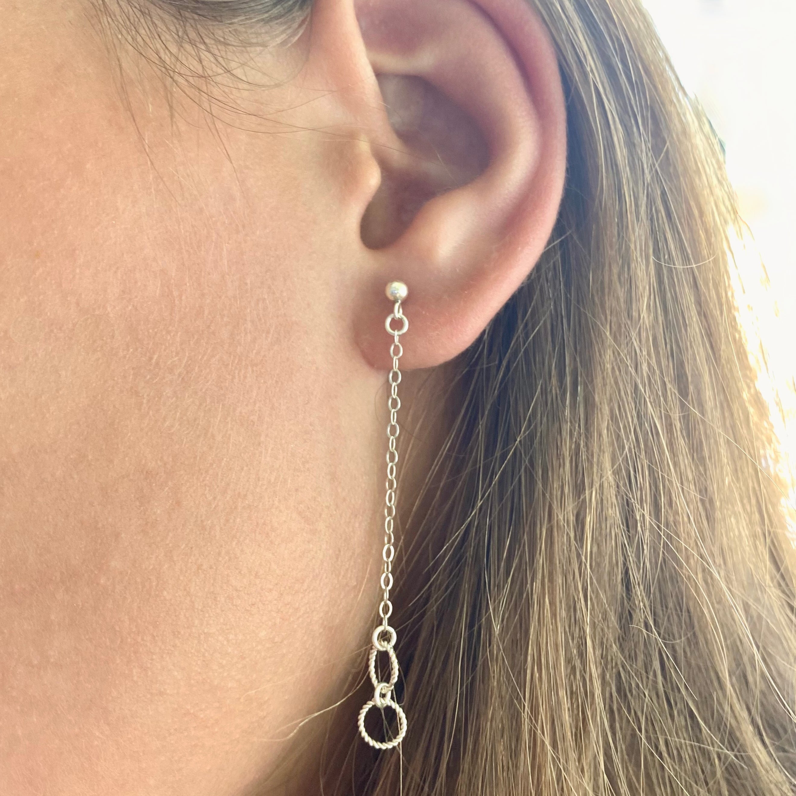Sterling Silver Asymmetric Circle Earrings