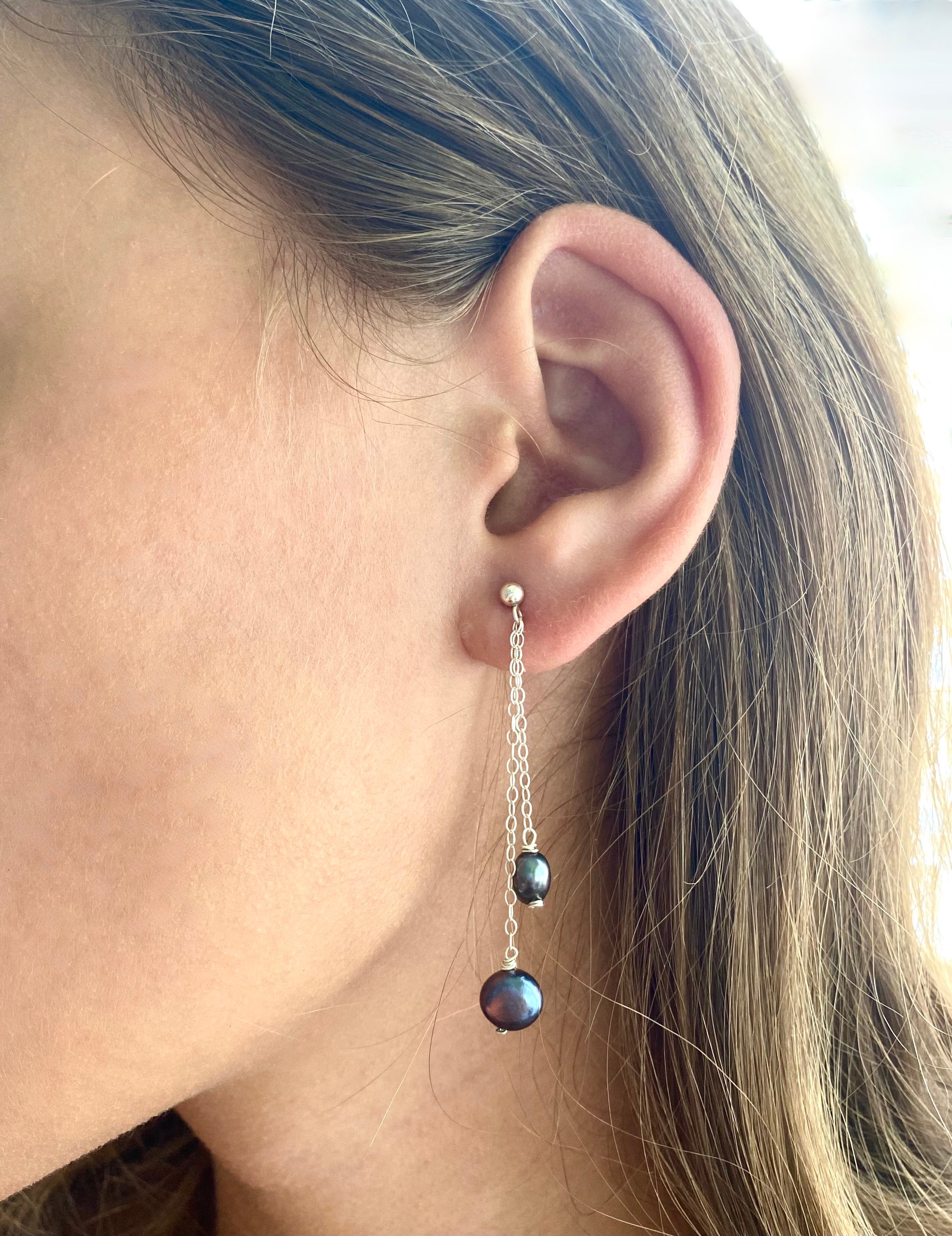 Sterling Silver Baroque Pearl Dangles
