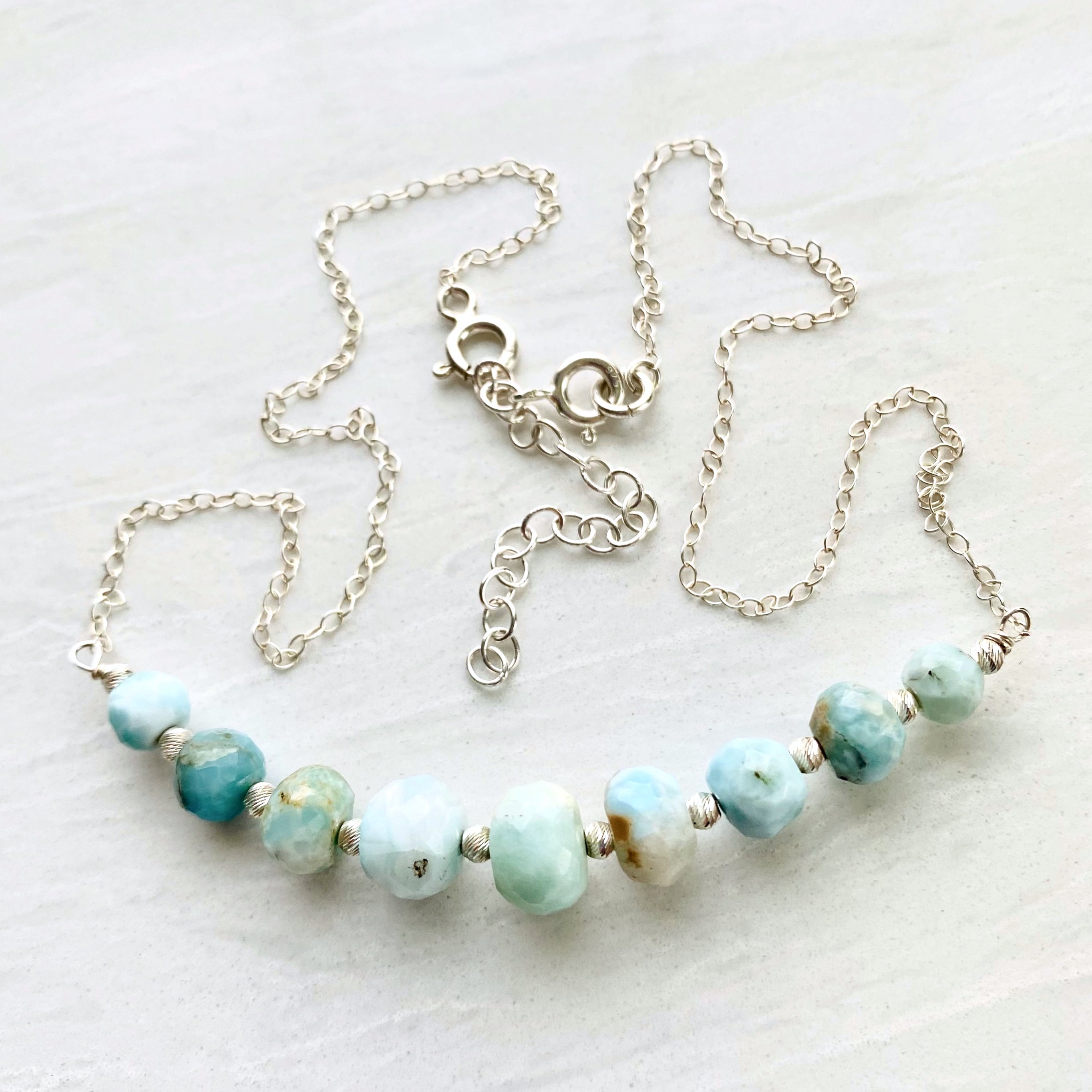 Sterling Silver Larimar Bar Necklace