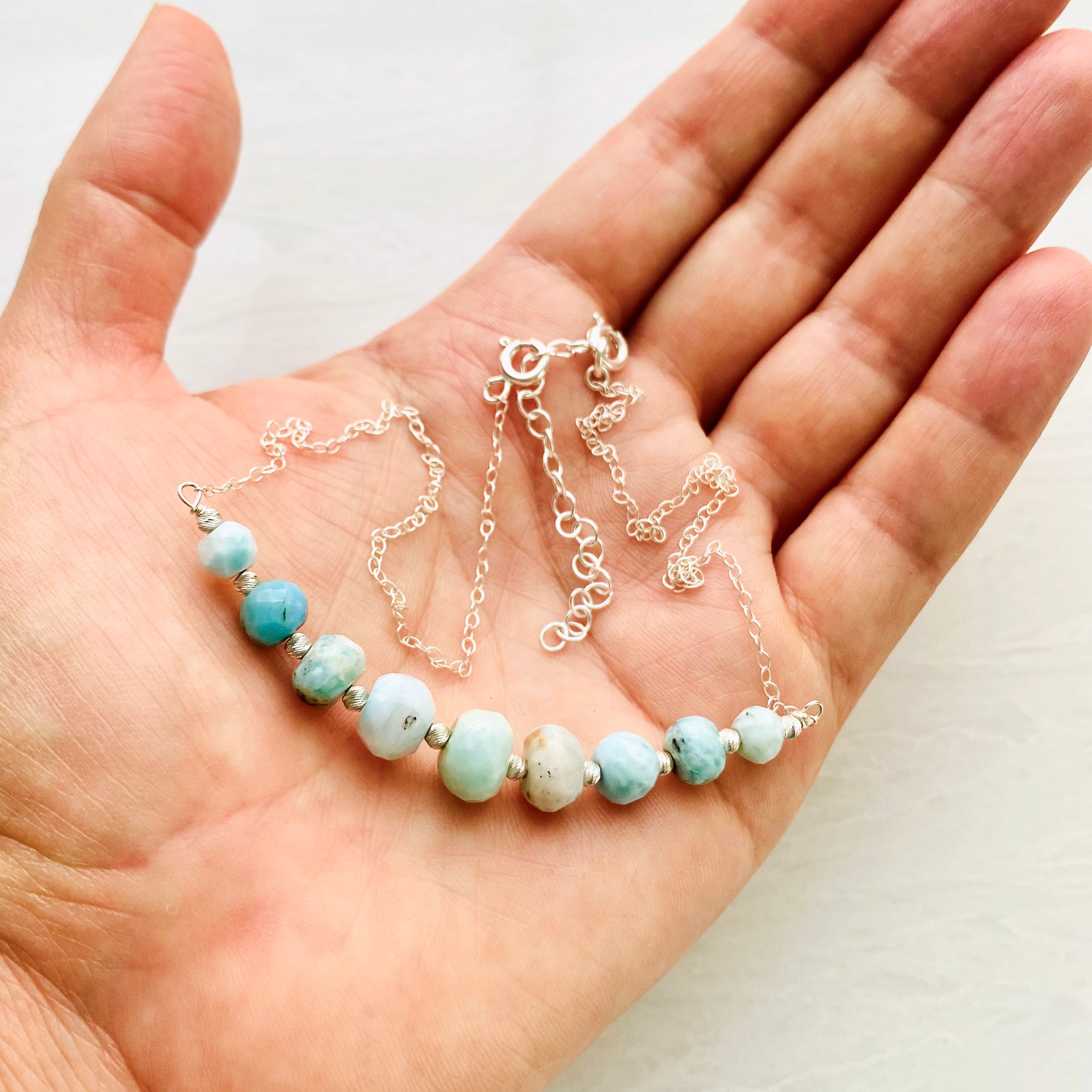 Sterling Silver Larimar Bar Necklace