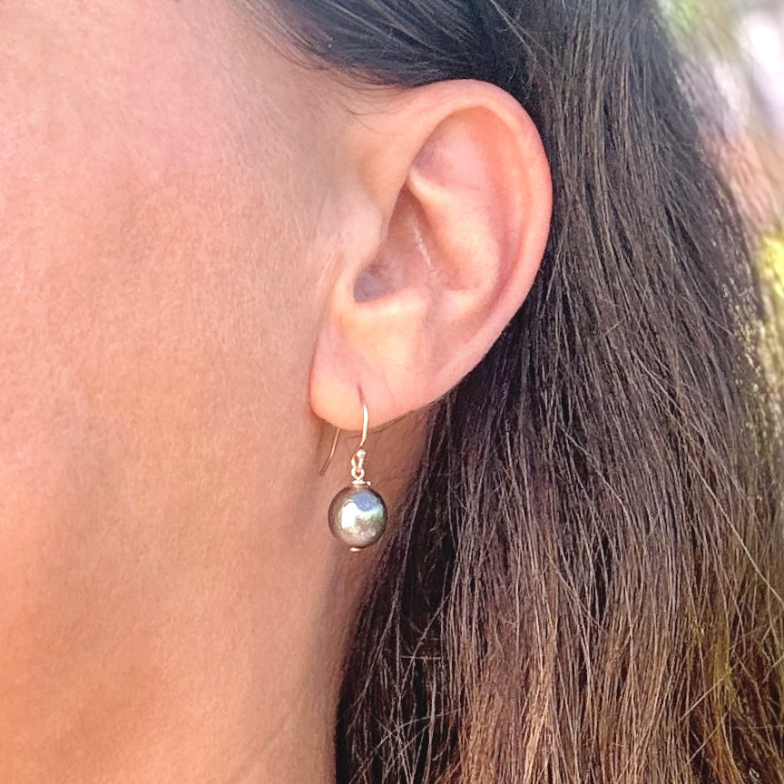 Tahitian Pearl Drop Gold-Filled Earrings