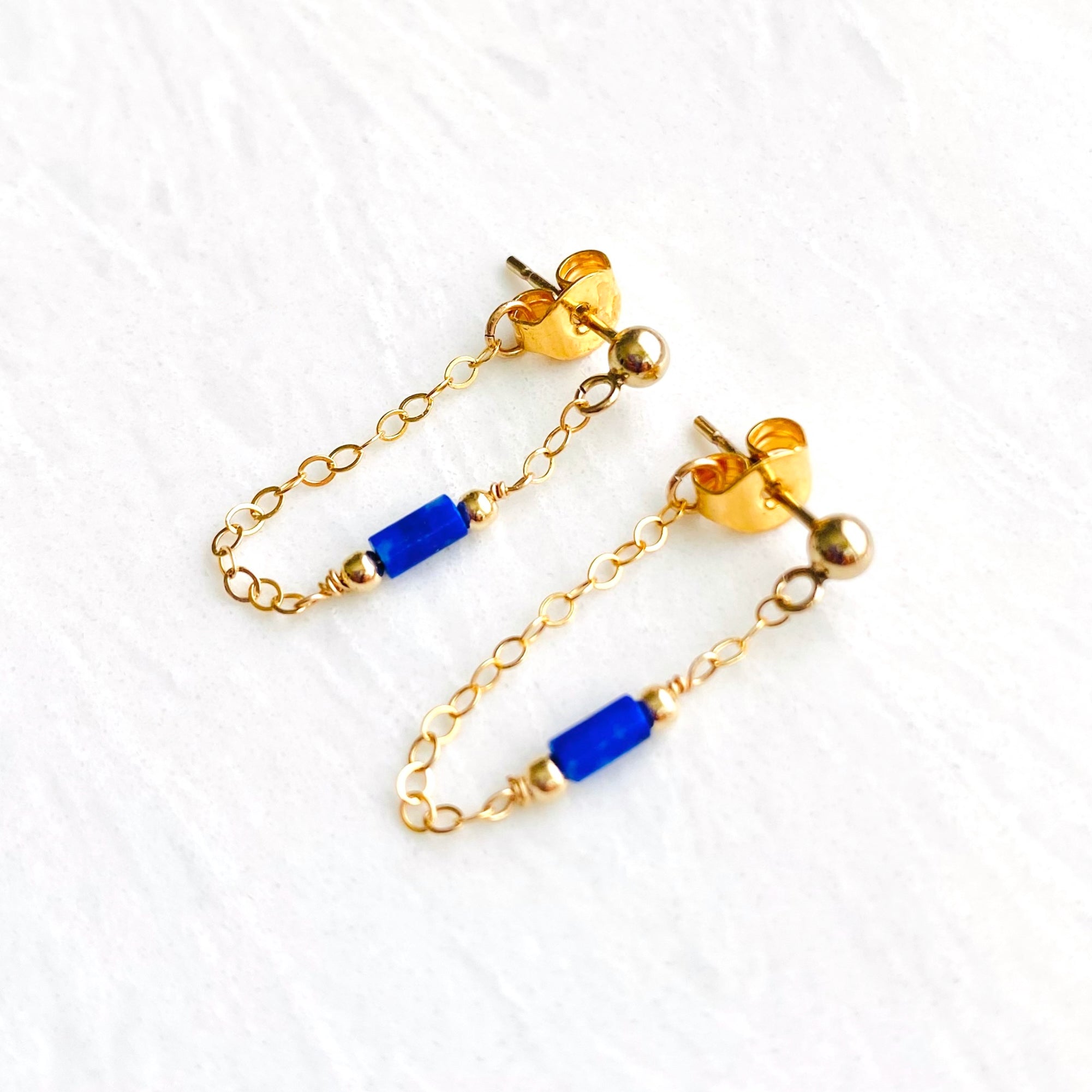 Gold-Filled Lapis Lazuli Ear Jacket Earrings