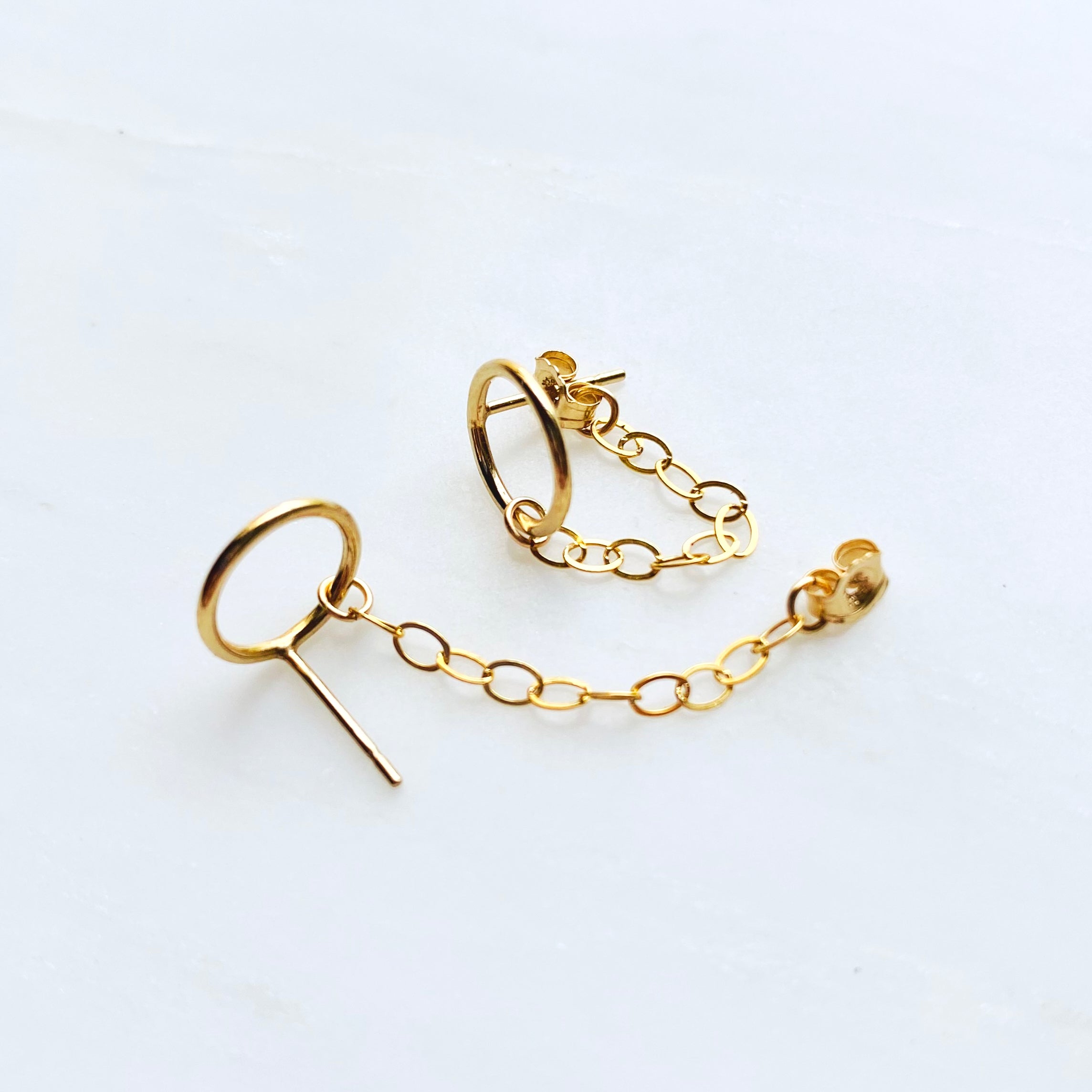 14K Gold-Filled Circle Chain Jacket Earrings