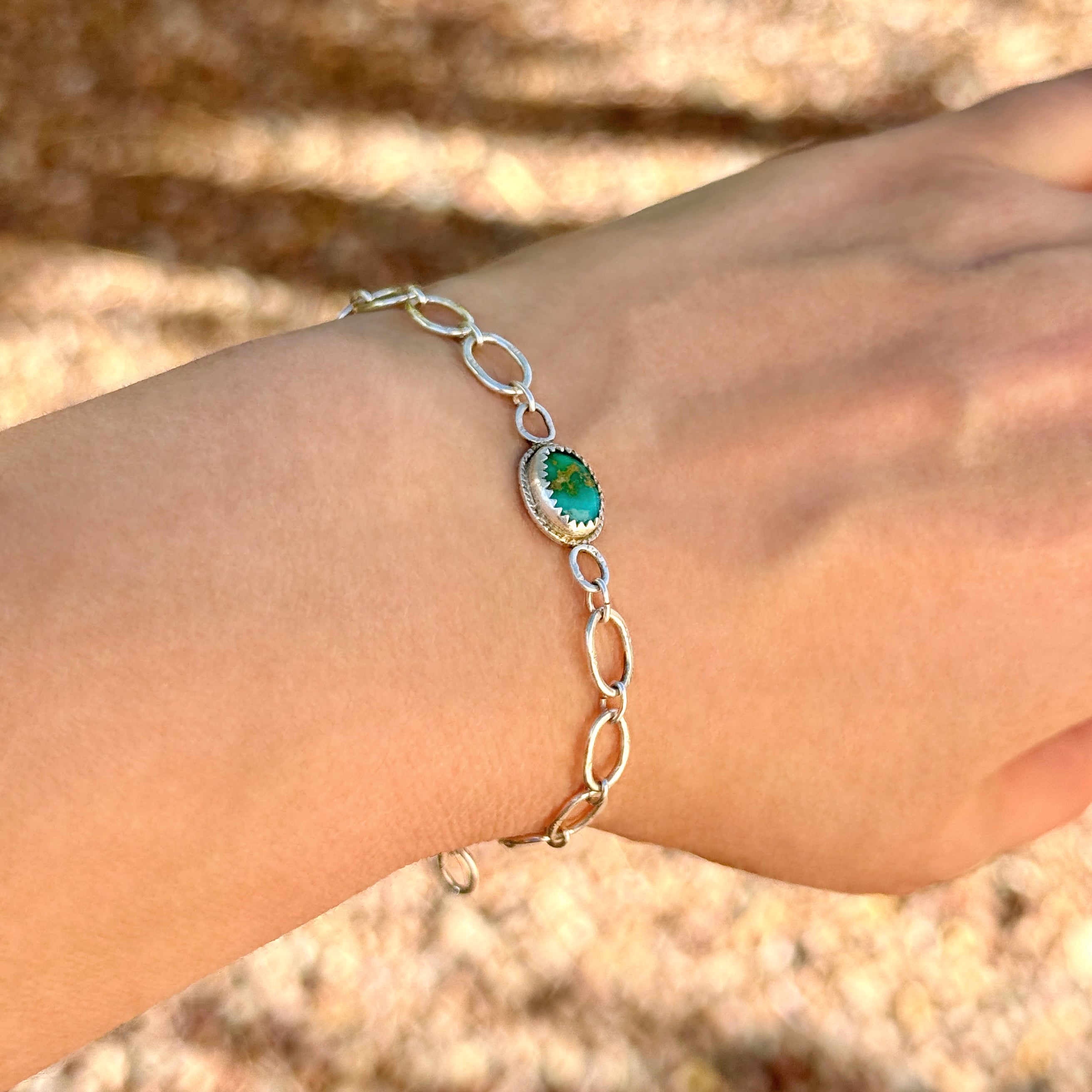 Sonoran Gold Turquoise Silver Link Bracelet