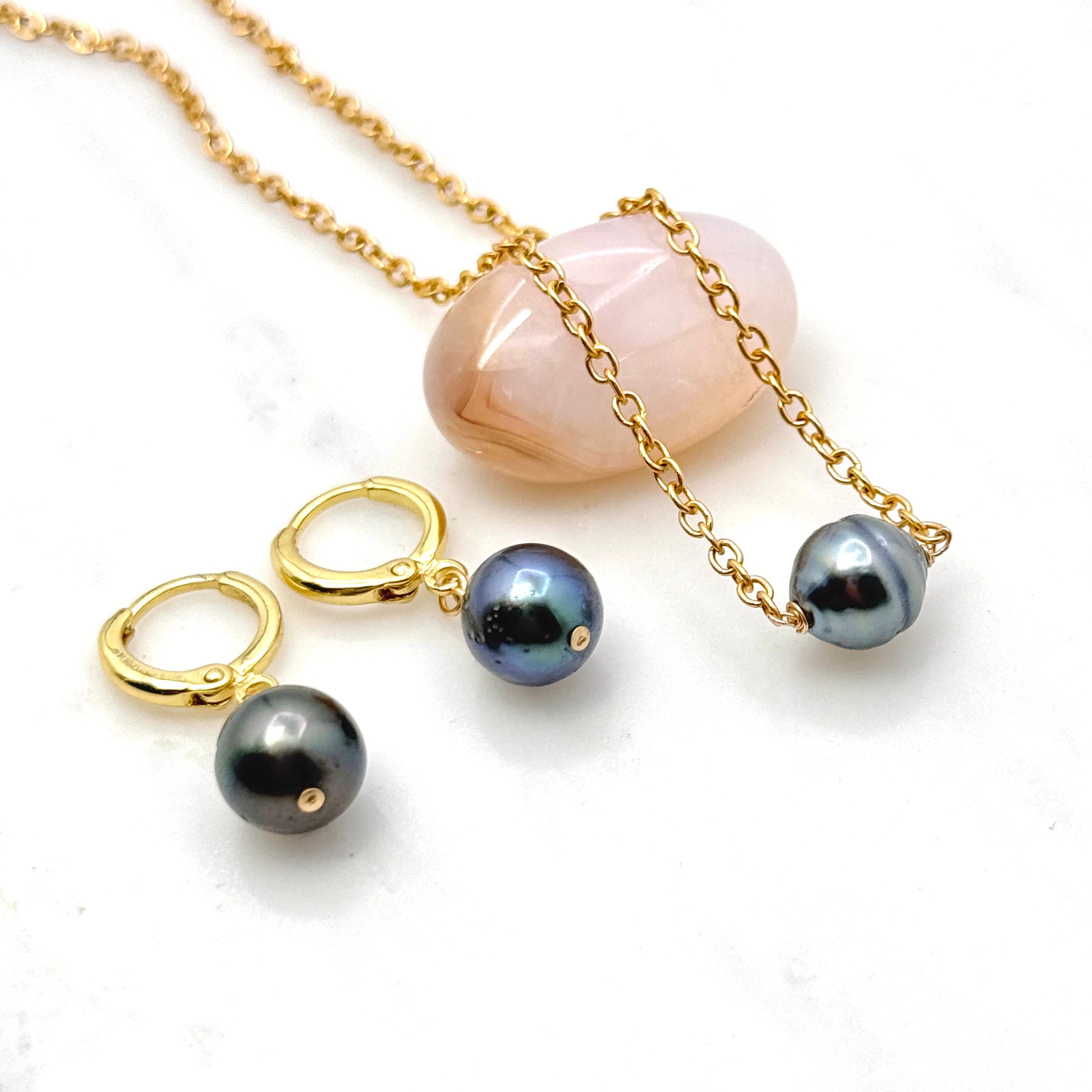 Tahitian Pearl Gold-Filled Huggie Earrings