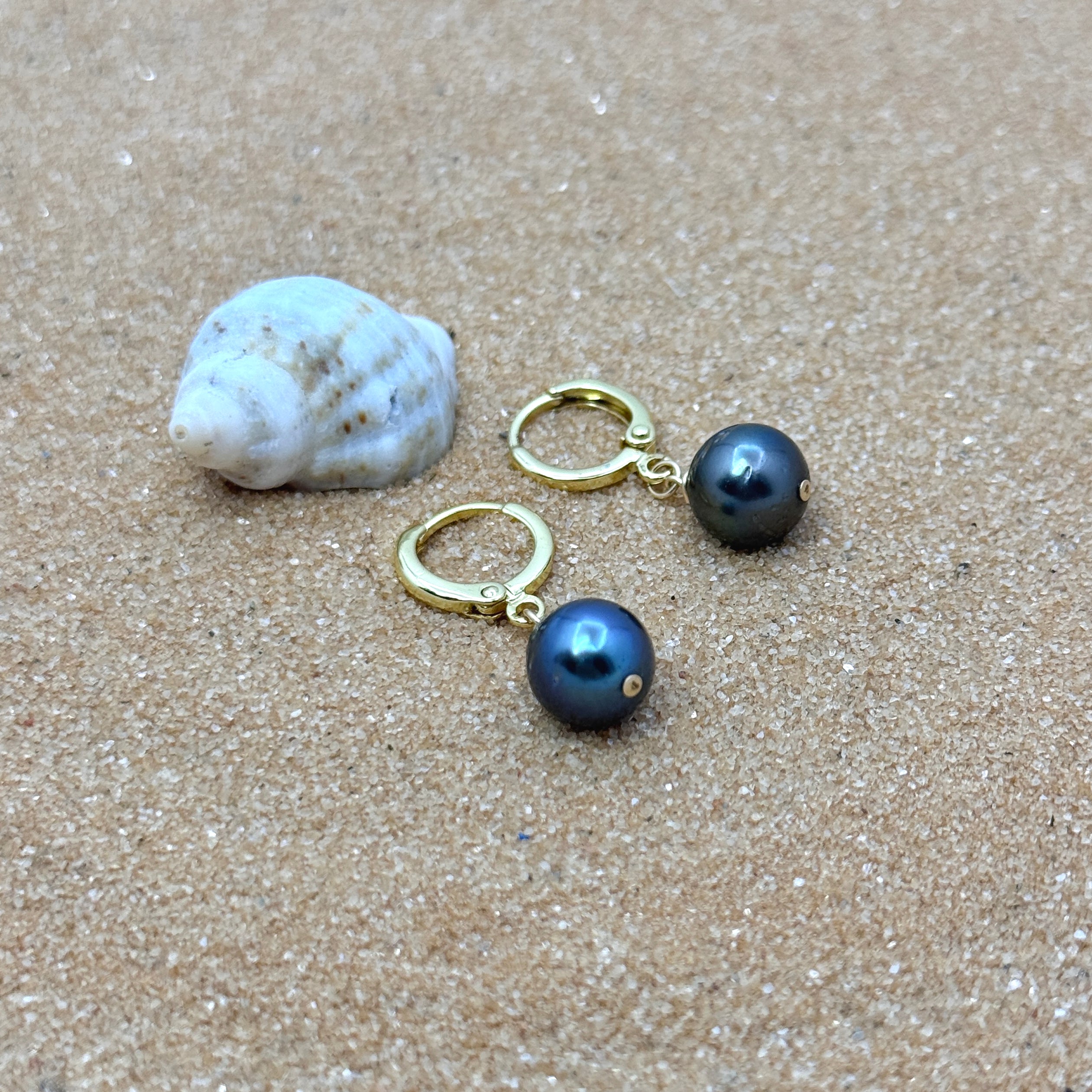 Tahitian Pearl Gold-Filled Huggie Earrings