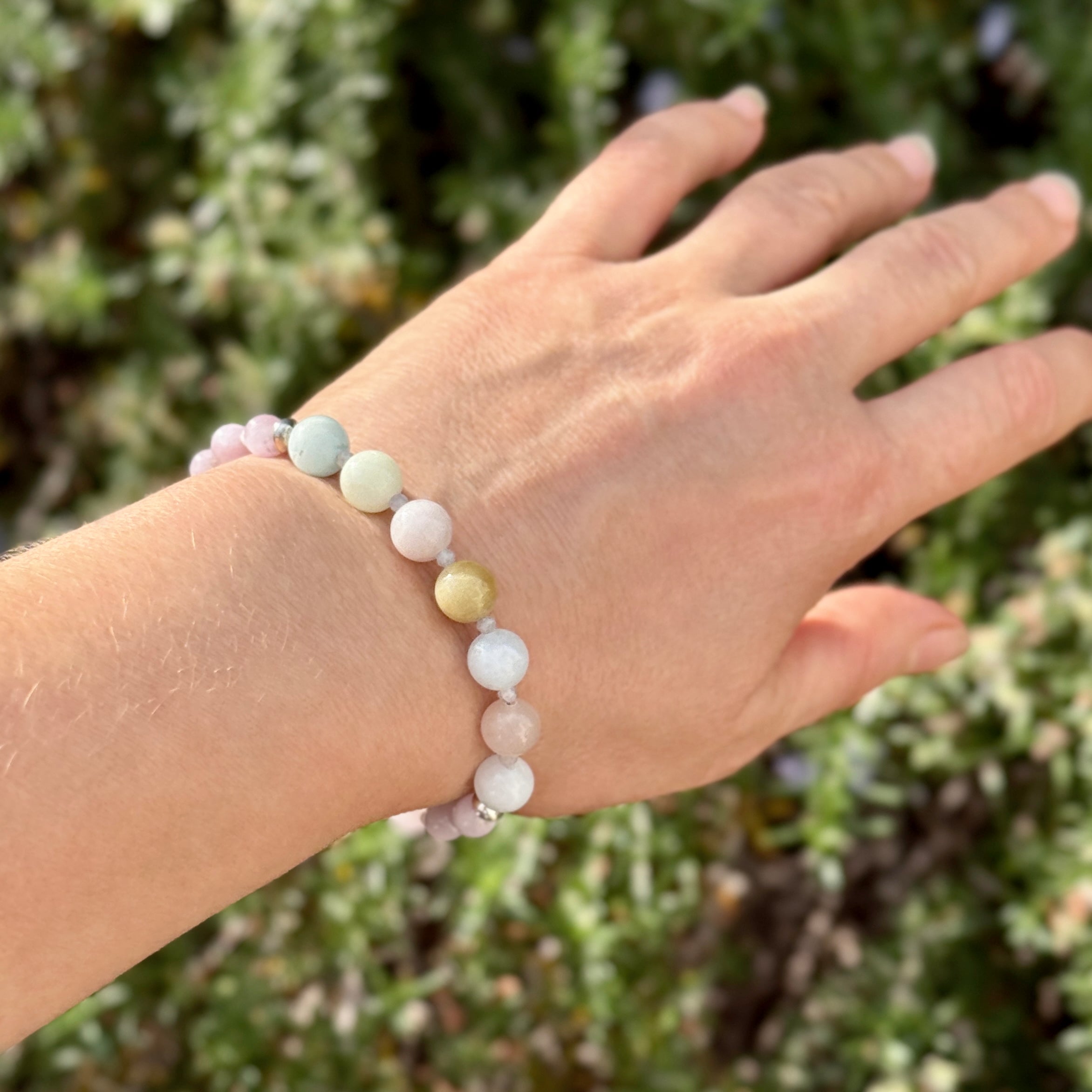 Kunzite & Morganite Sterling Silver Bracelet