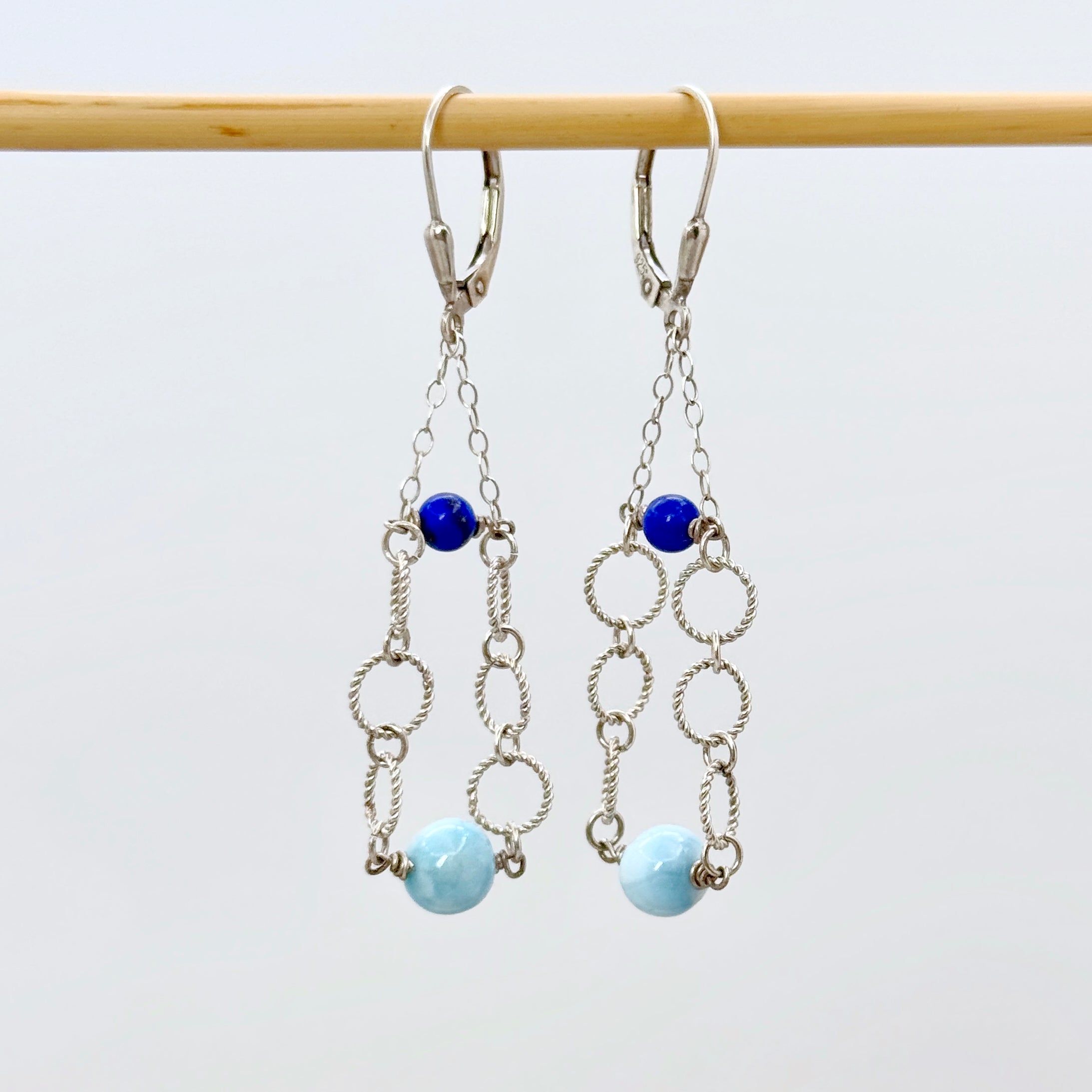 Larimar & Lapis Sterling Silver Drop Earrings