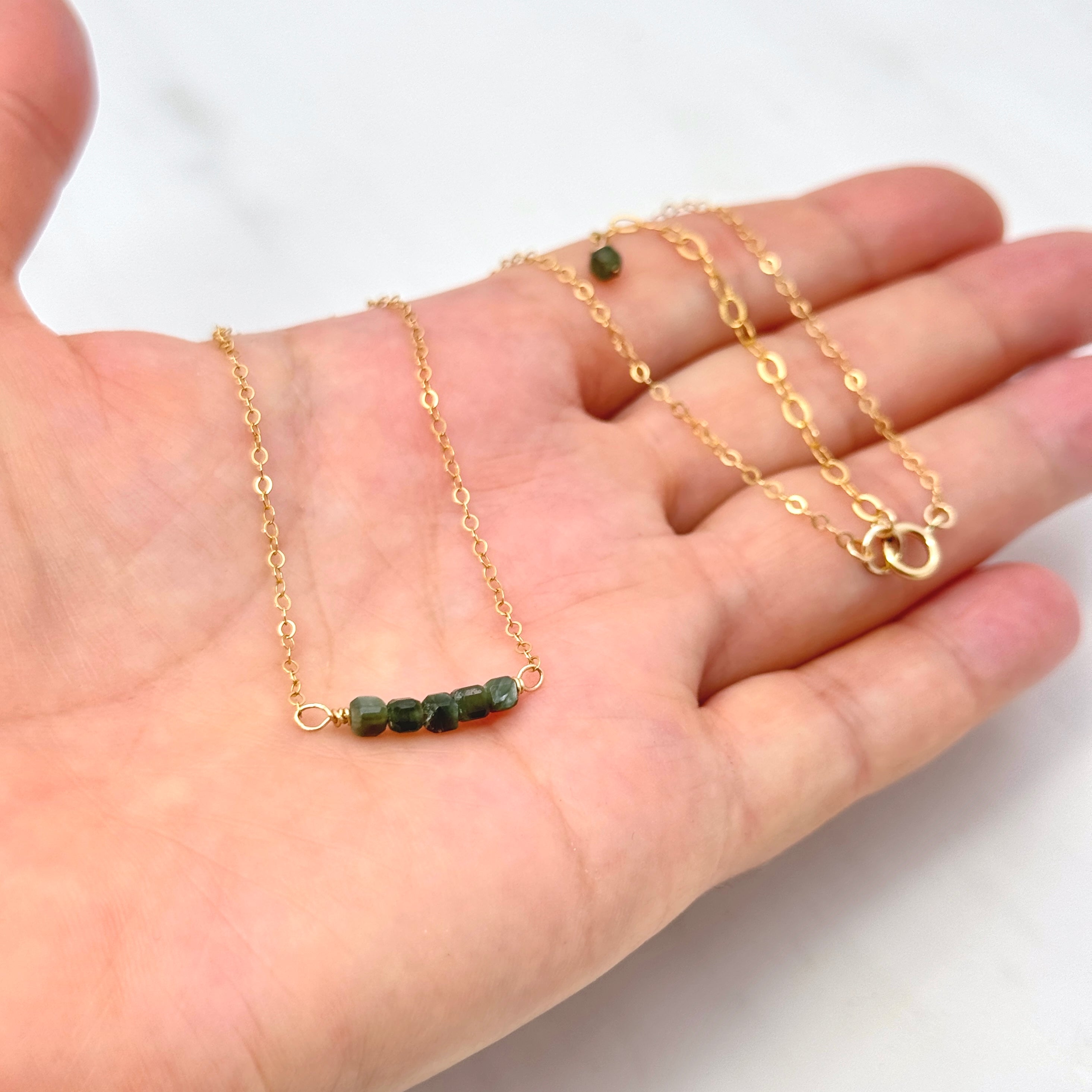 Square Seraphinite Bar Gold-Filled Necklace