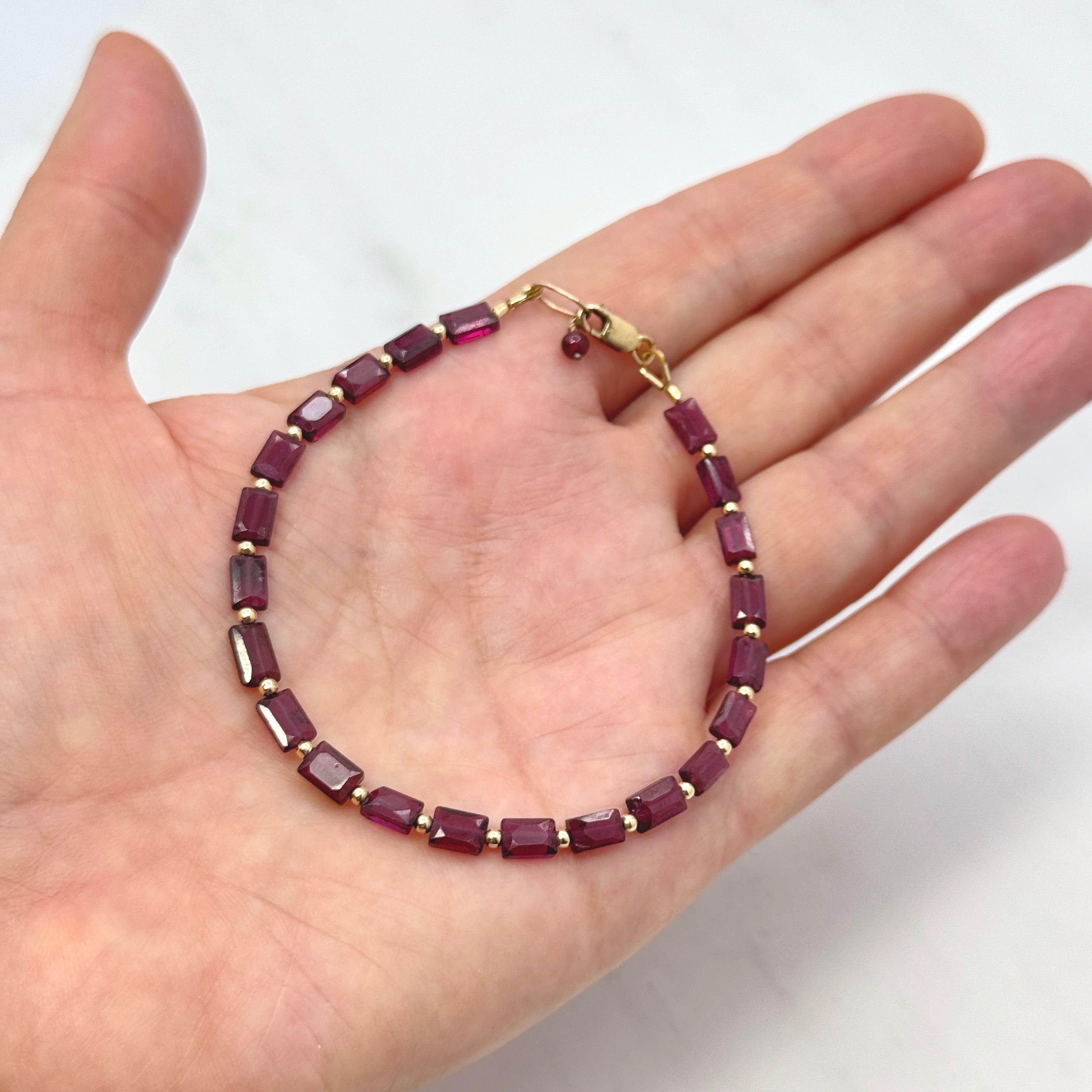 Faceted Garnet Gold-Filled Bracelet