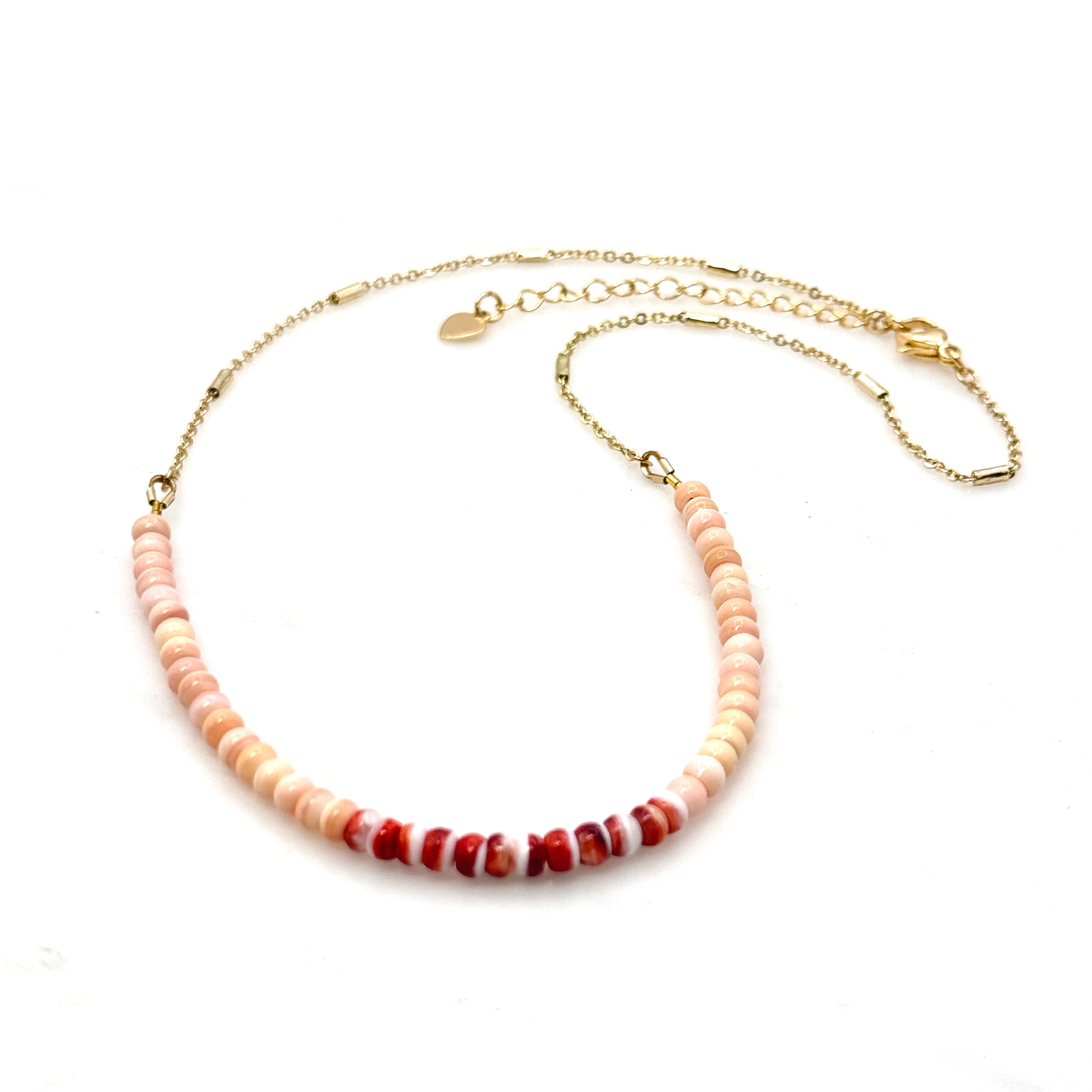 Pink Conch & Red Spiny Oyster Shell Necklace