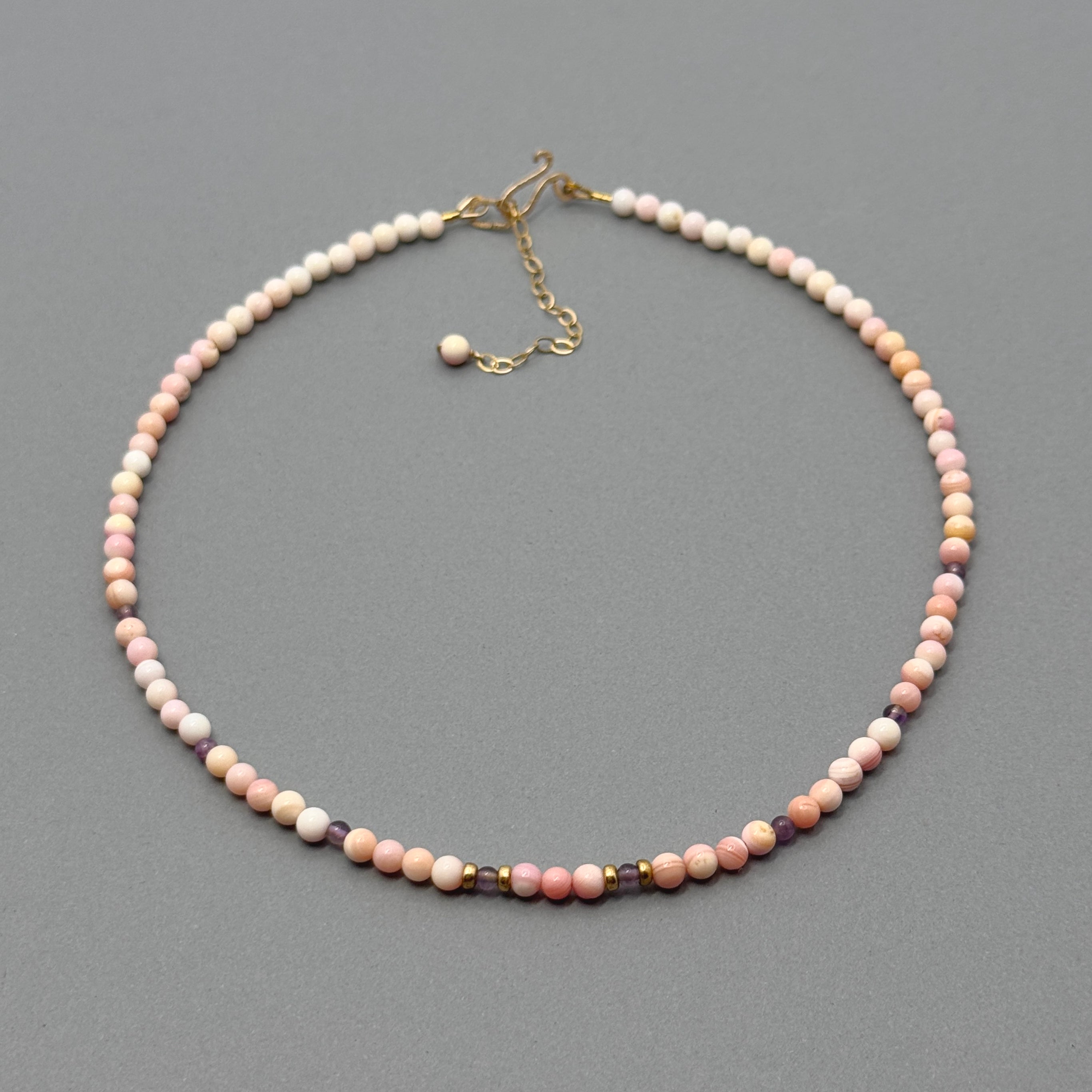 Pink Conch Shell & Amethyst Necklace