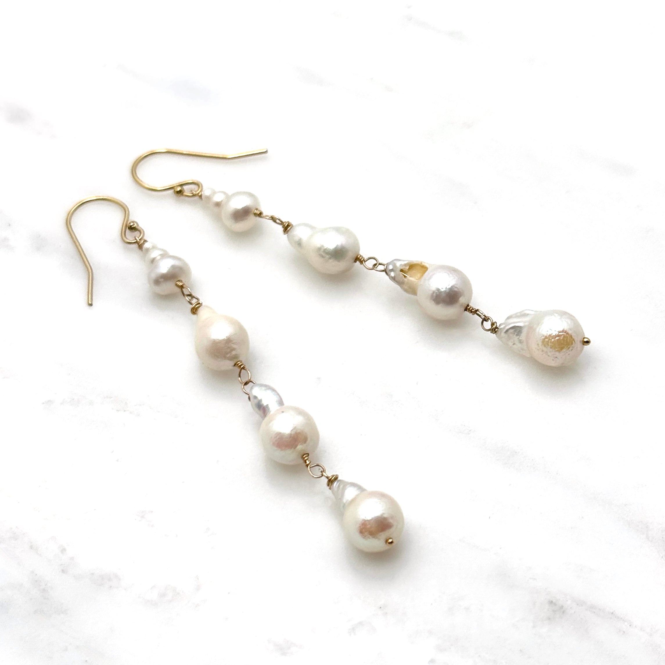 Baroque Pearl Gold-Filled Cascading Earrings