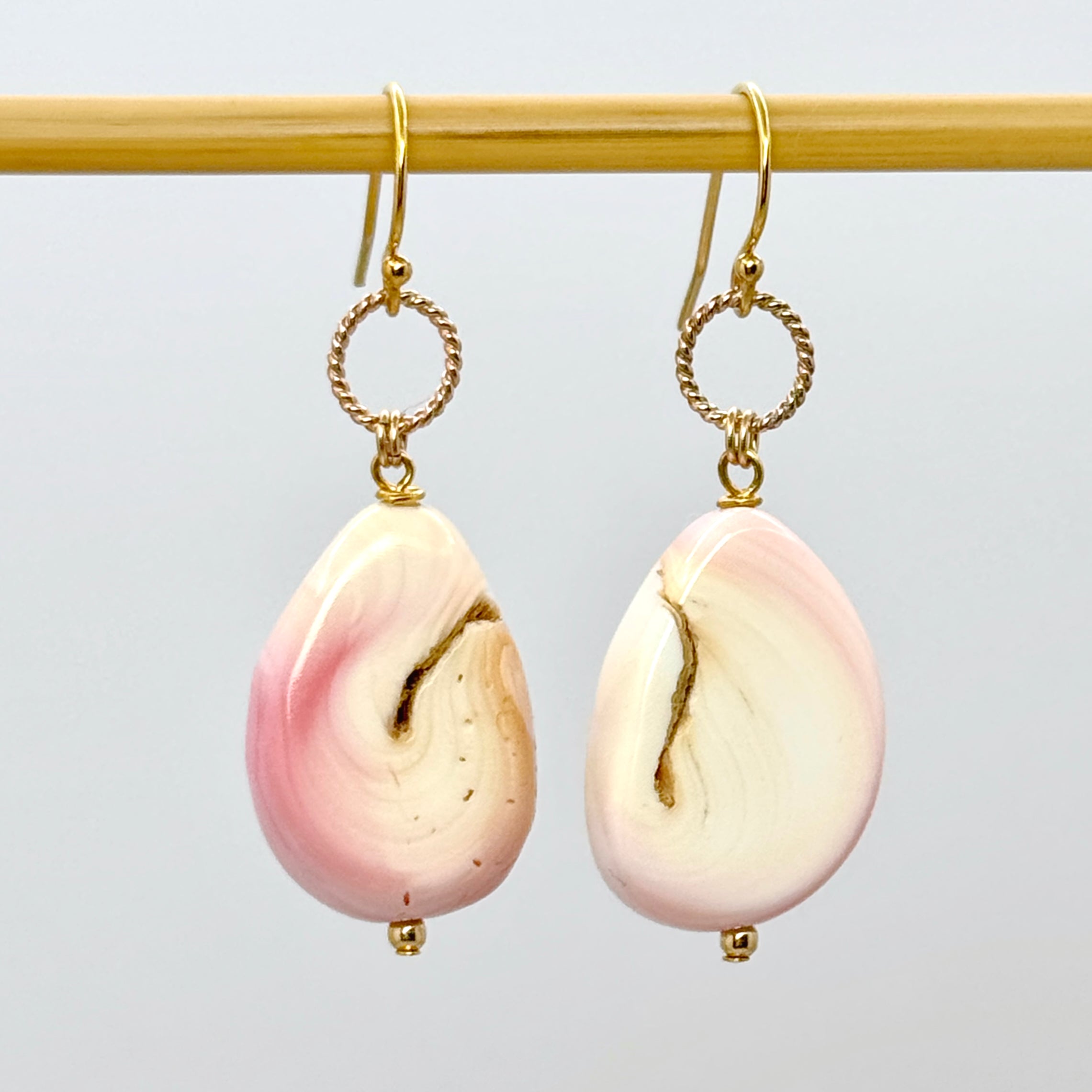 Pink Conch Shell Teardrop 14Kt GF Earrings