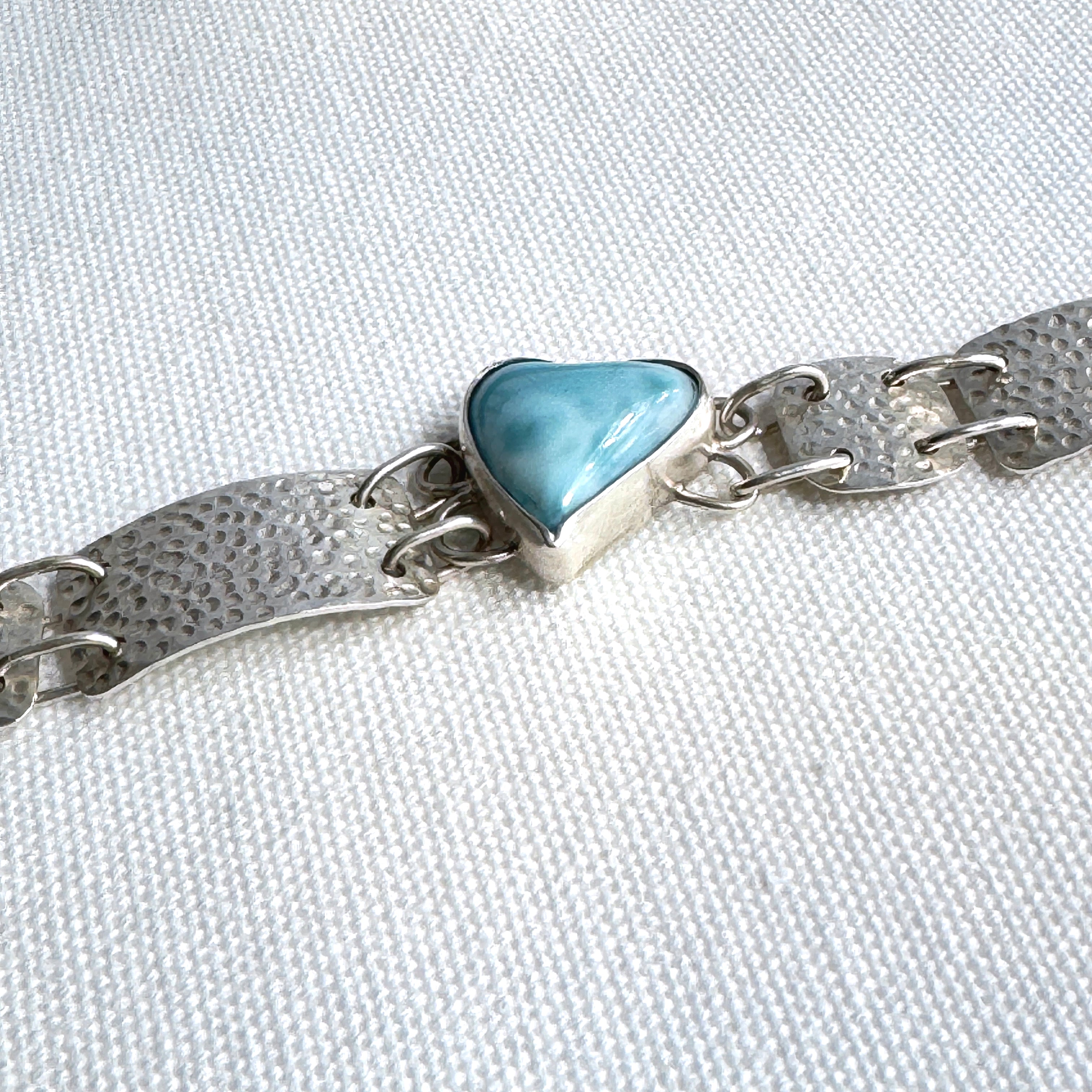 Larimar Heart Sterling Silver Bracelet