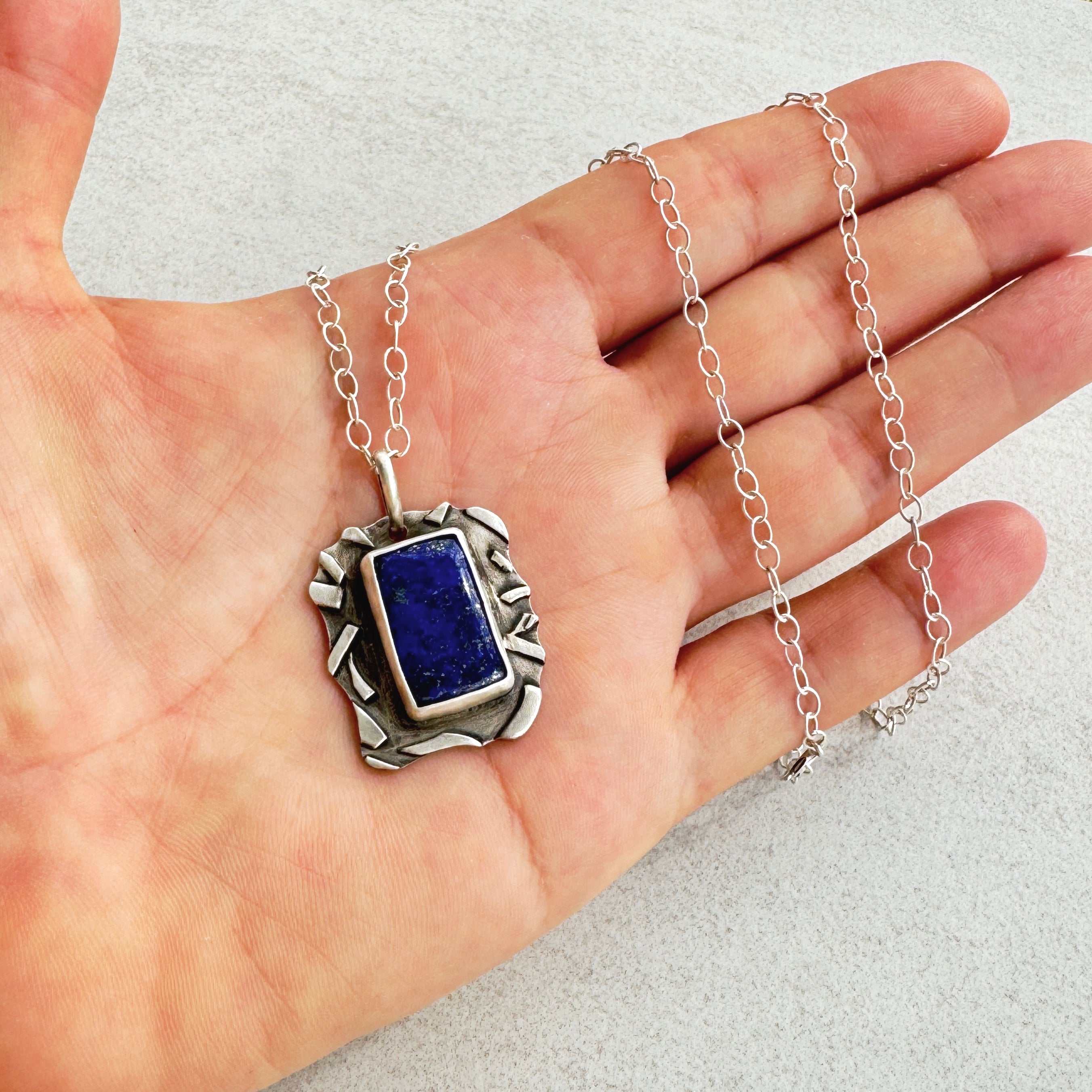 Sterling Silver Lapis Fused Pendant Necklace