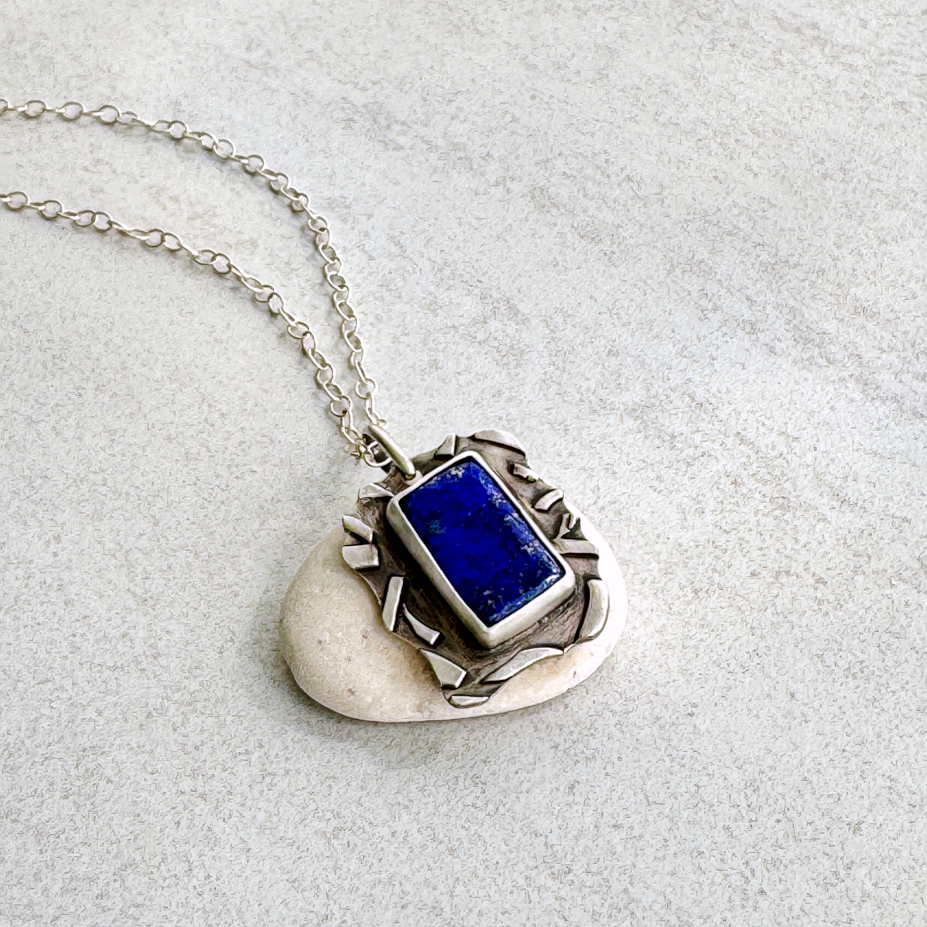 Sterling Silver Lapis Fused Pendant Necklace