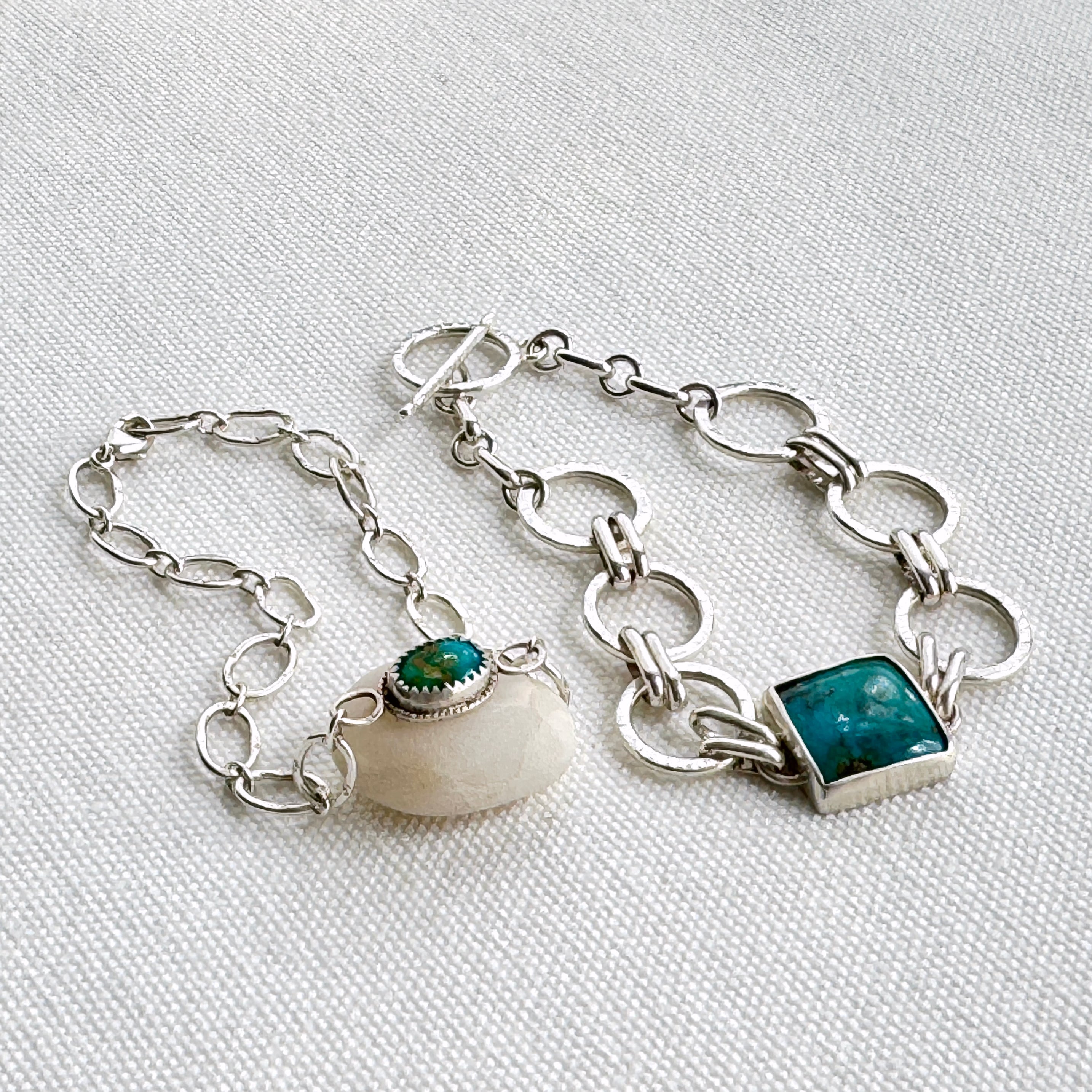 Sonoran Gold Turquoise Silver Link Bracelet