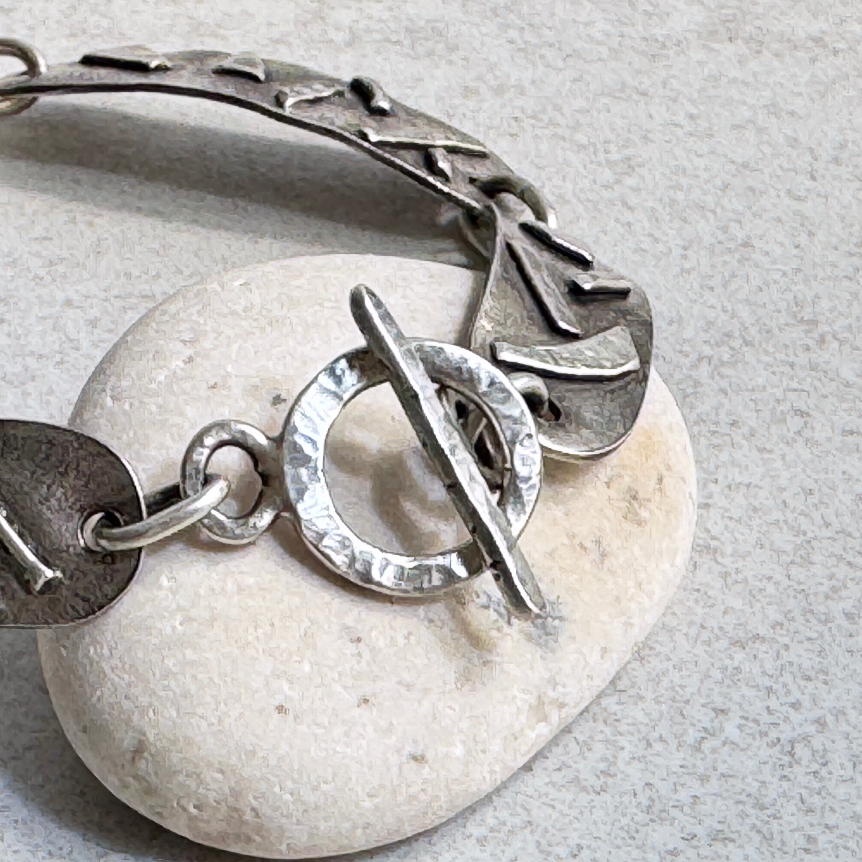 Sterling Silver Lapis Textured Link Bracelet