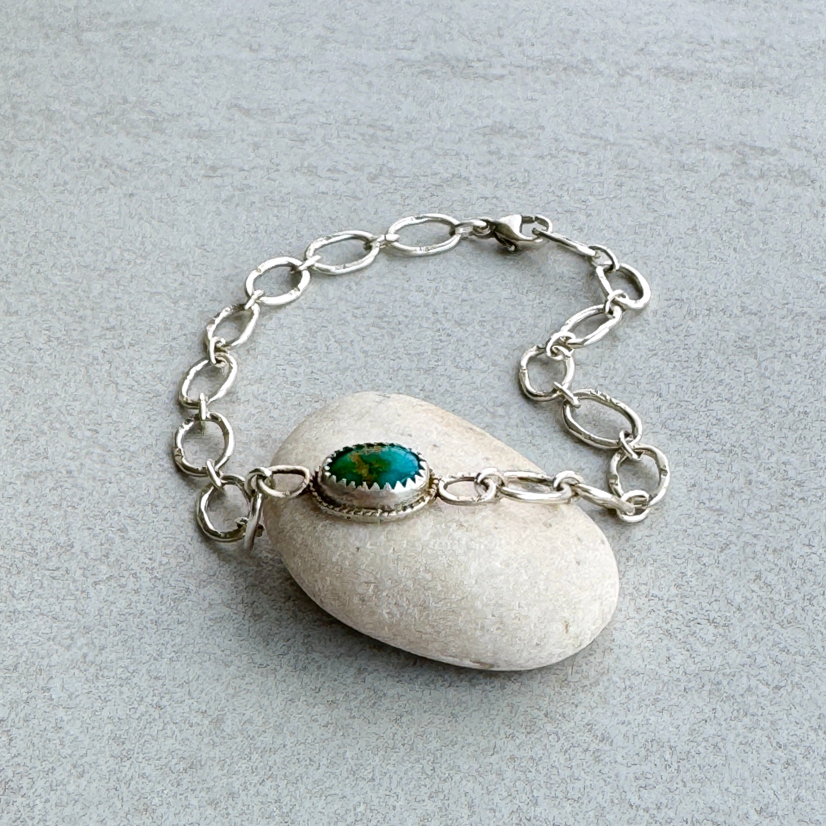 Sonoran Gold Turquoise Silver Link Bracelet