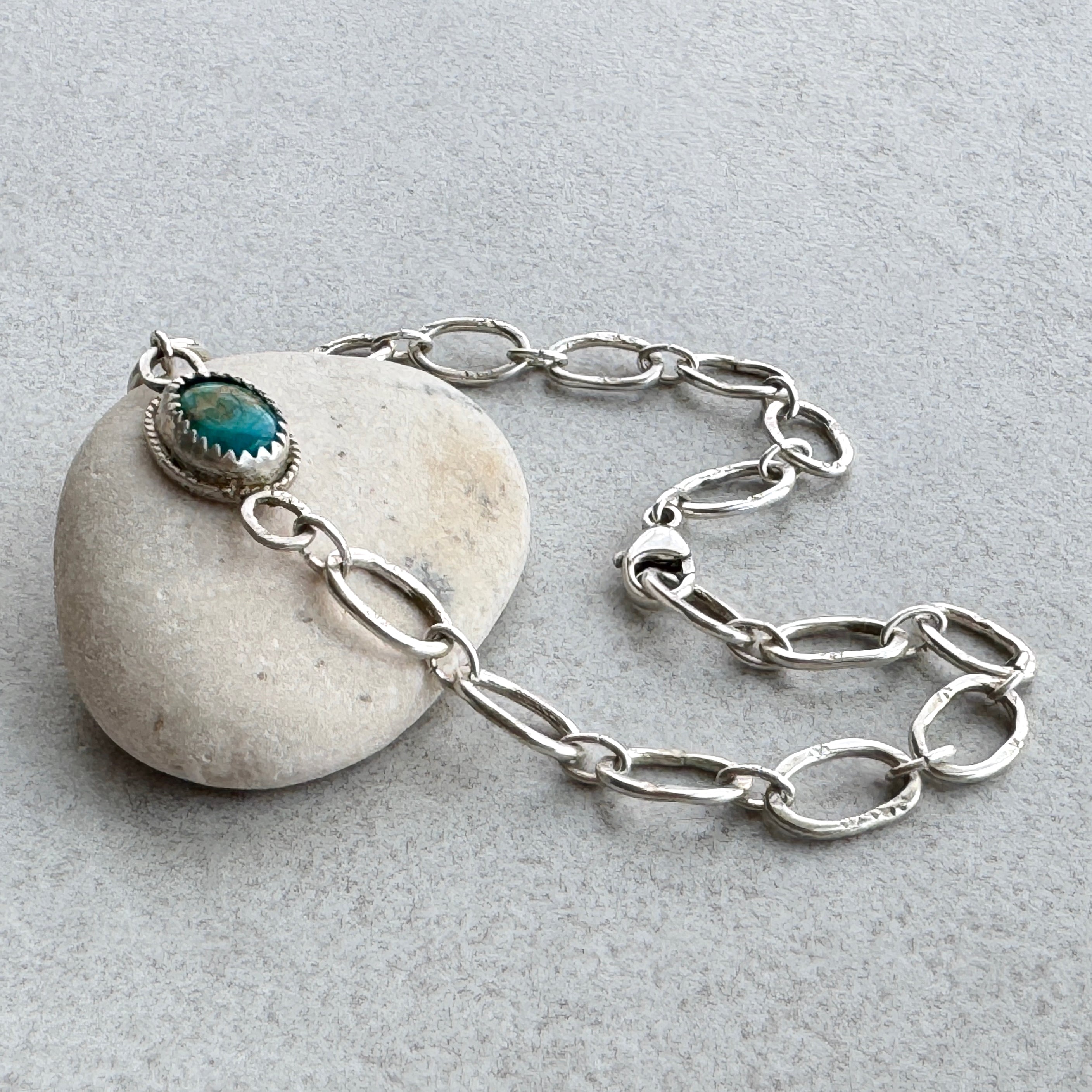 Sonoran Gold Turquoise Silver Link Bracelet