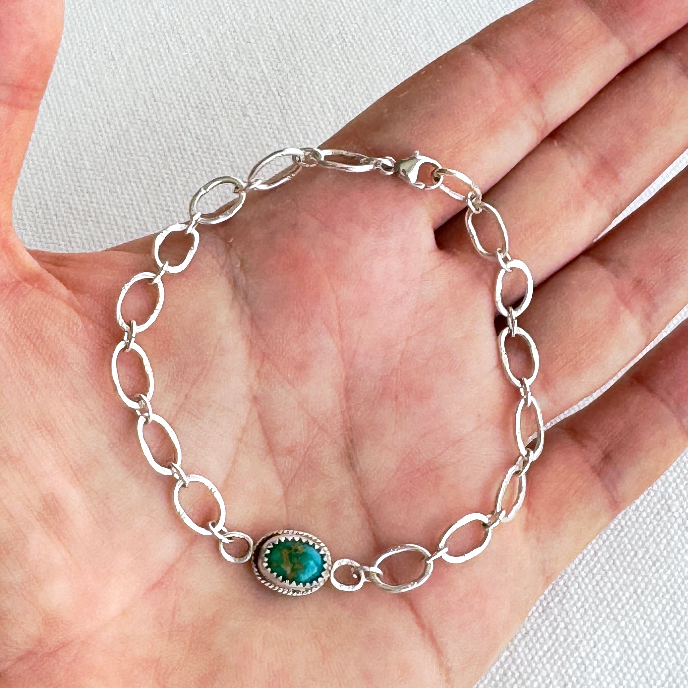 Sonoran Gold Turquoise Silver Link Bracelet