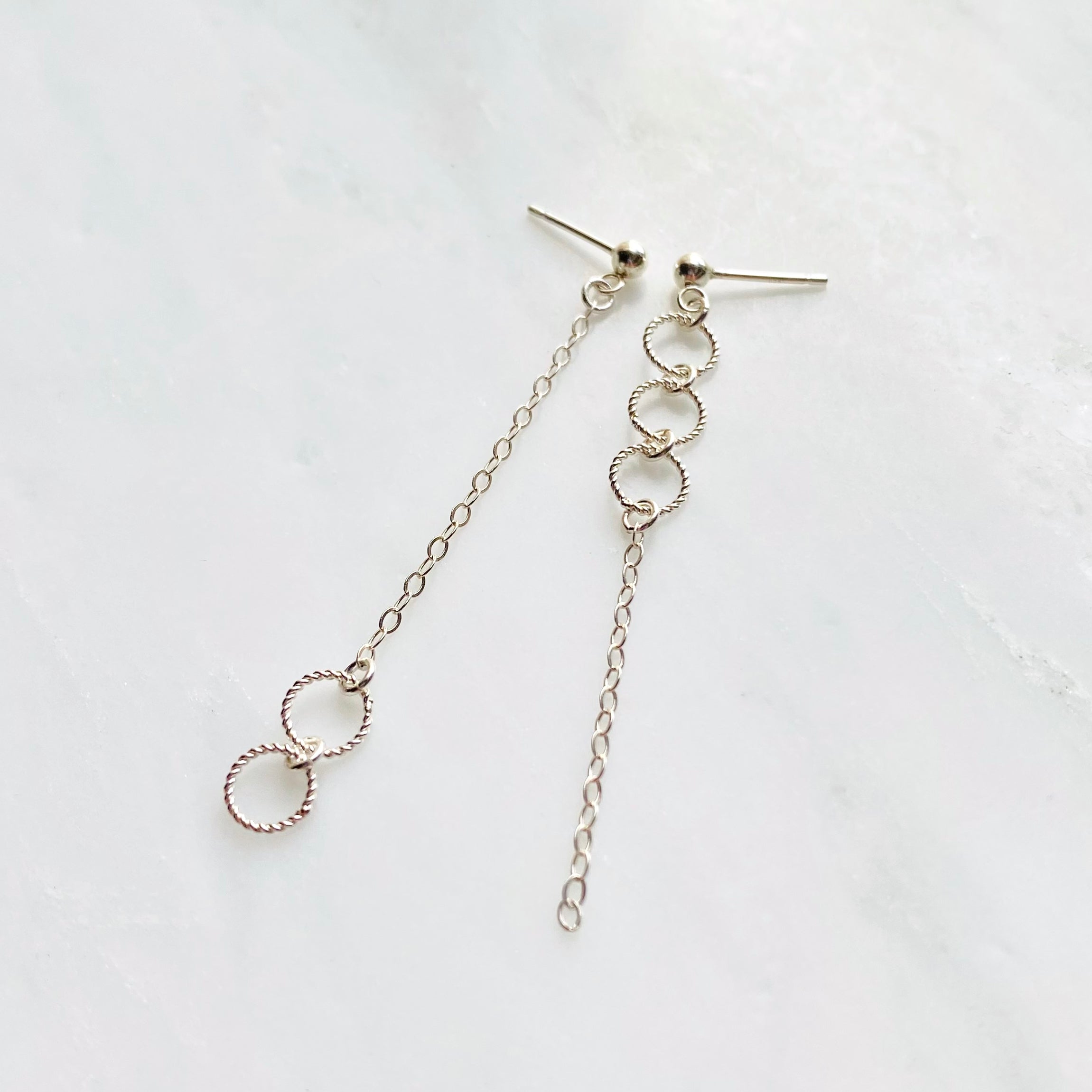 Sterling Silver Asymmetric Circle Earrings