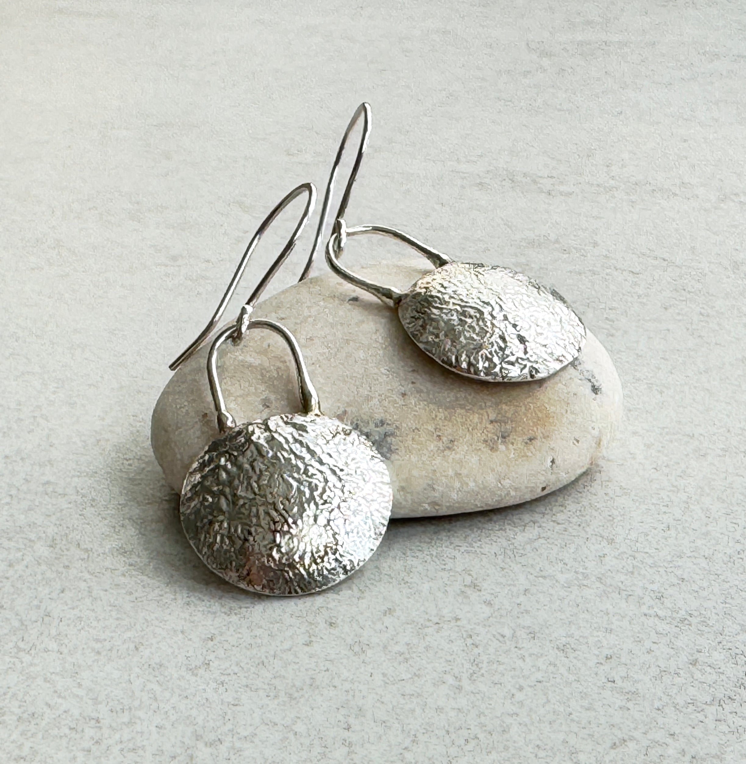 Sterling Silver Textured Dome Earrings