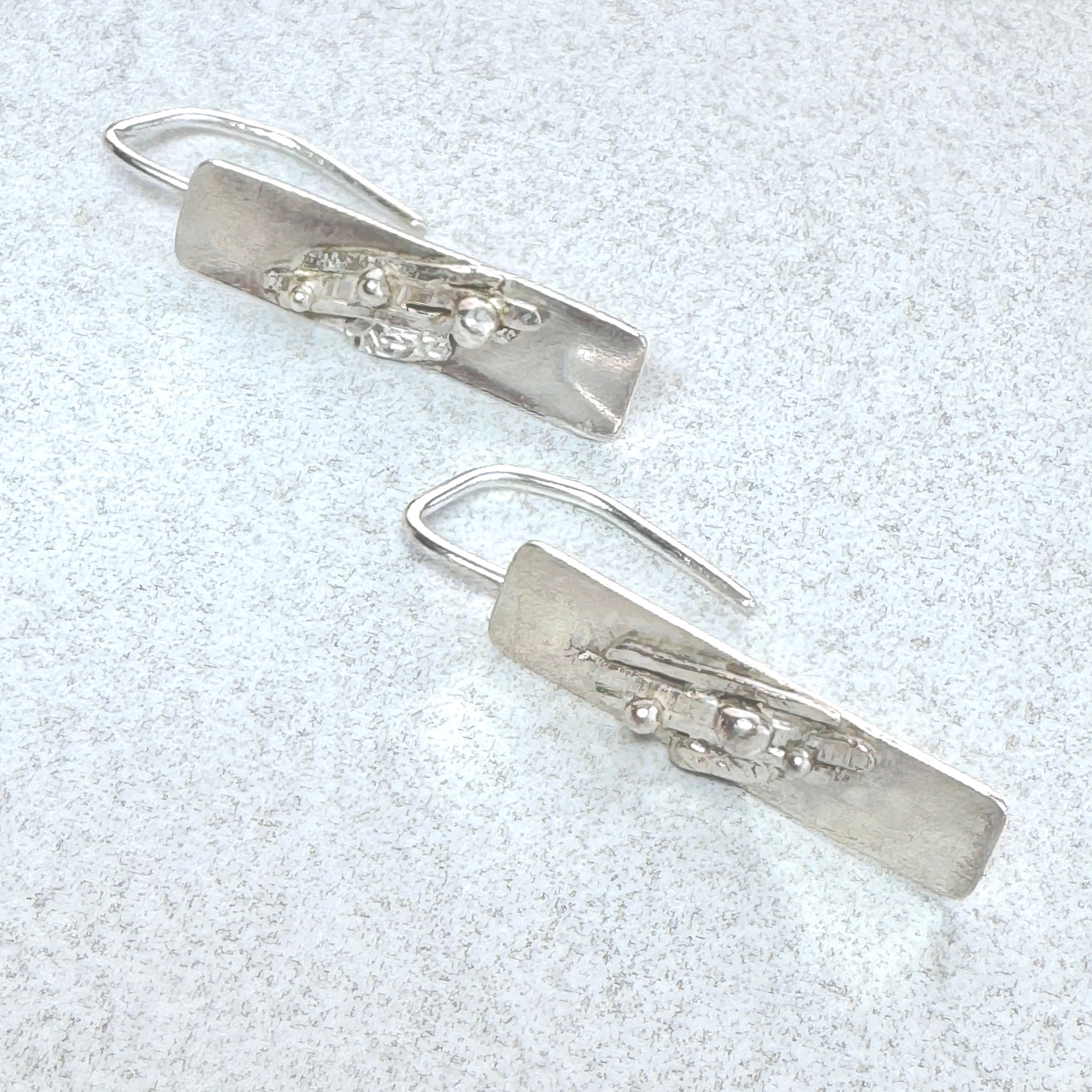 Sterling Silver Textured Blade Drop Earrings