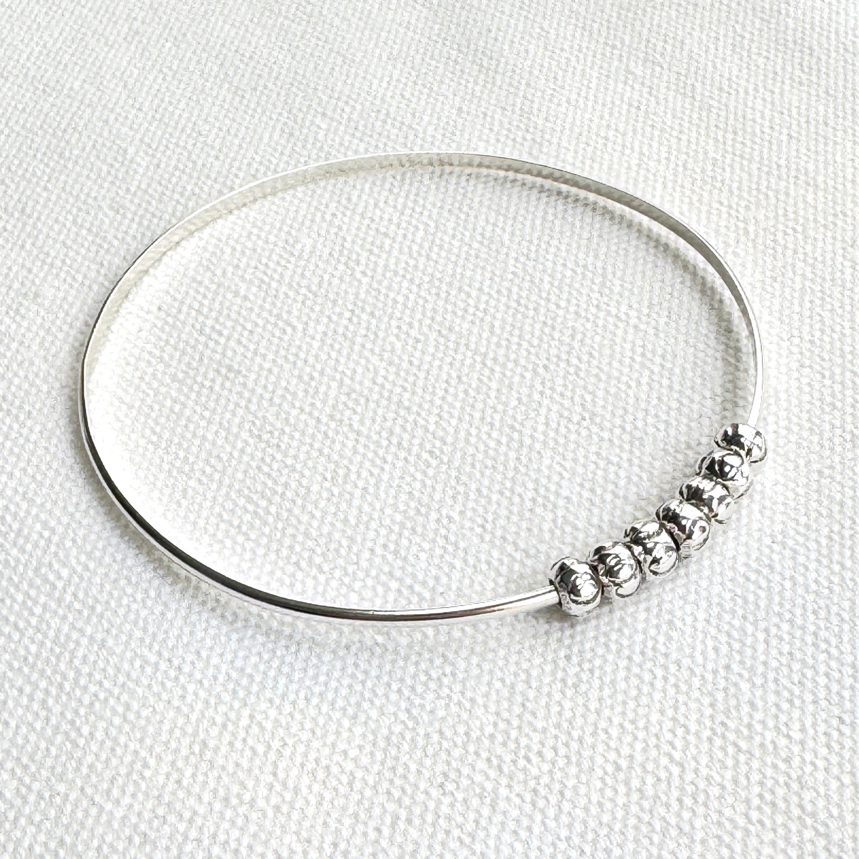 Sterling Silver Thai Bead Bangle Bracelet